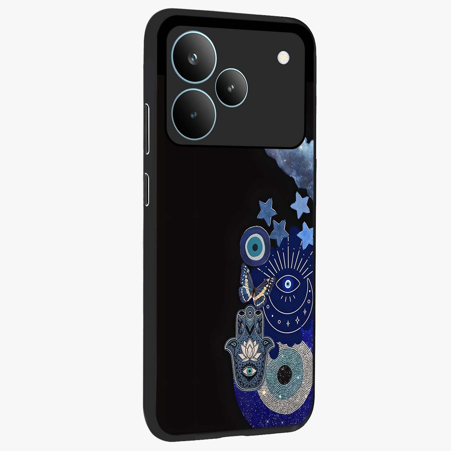Galactic Charm Cluster Glass Case upright view showcasing glowing cosmic charm artwork with magical celestial style.