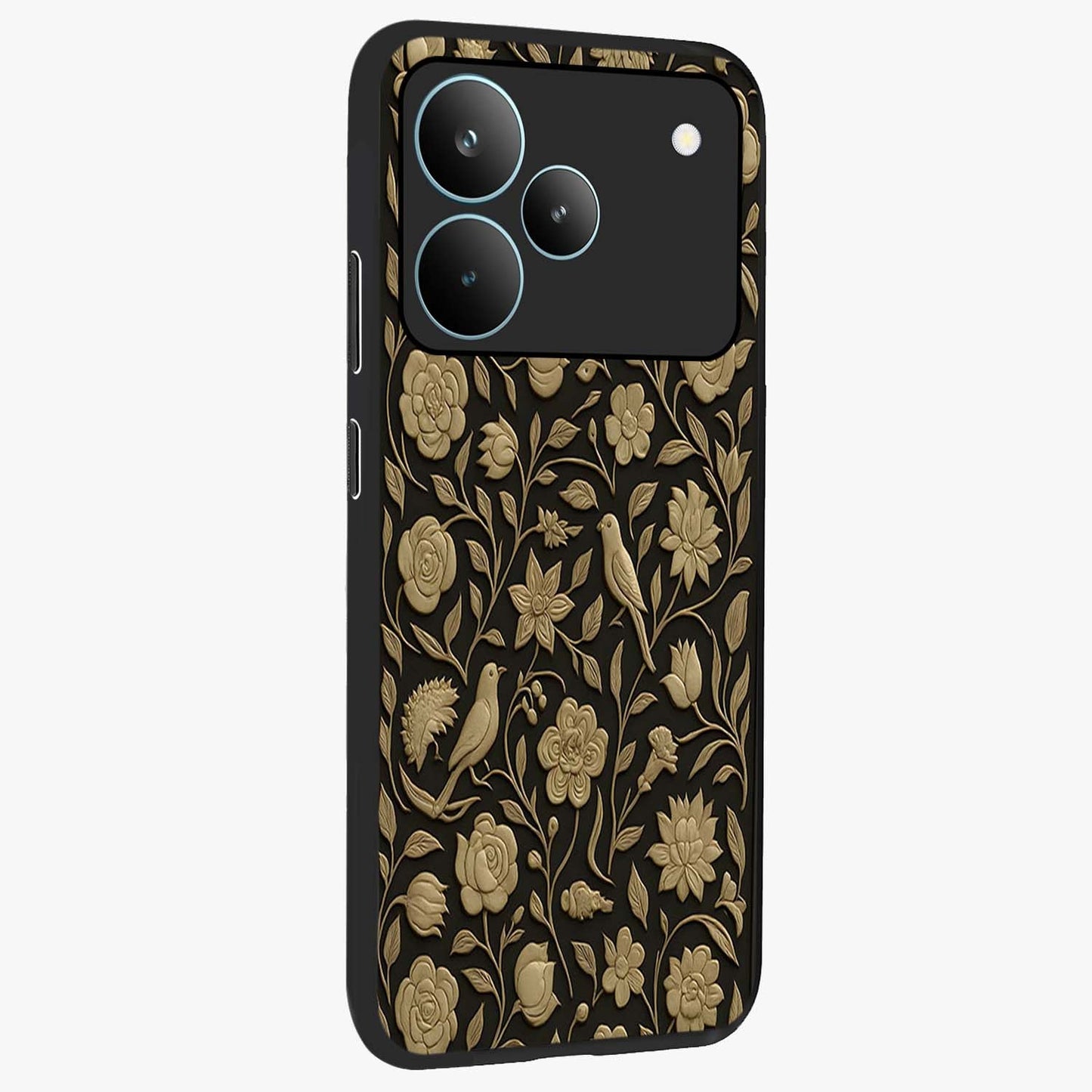 Golden Evil Eye Mandala Glass Case upright view showcasing decorative evil eye mandala artwork with spiritual aesthetic style.