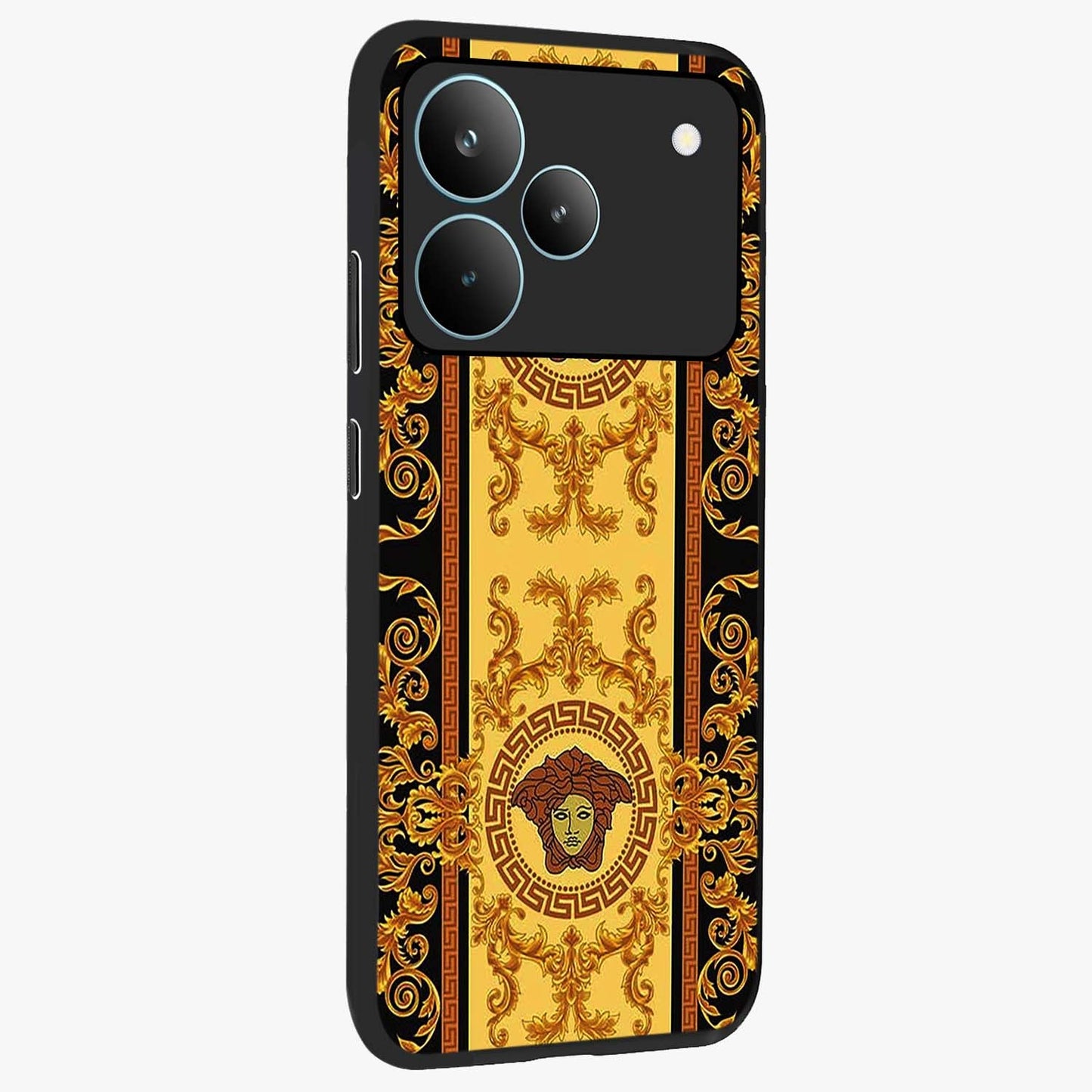 Golden Lotus Glow Glass Case upright view showcasing luminous lotus artwork with peaceful divine theme.