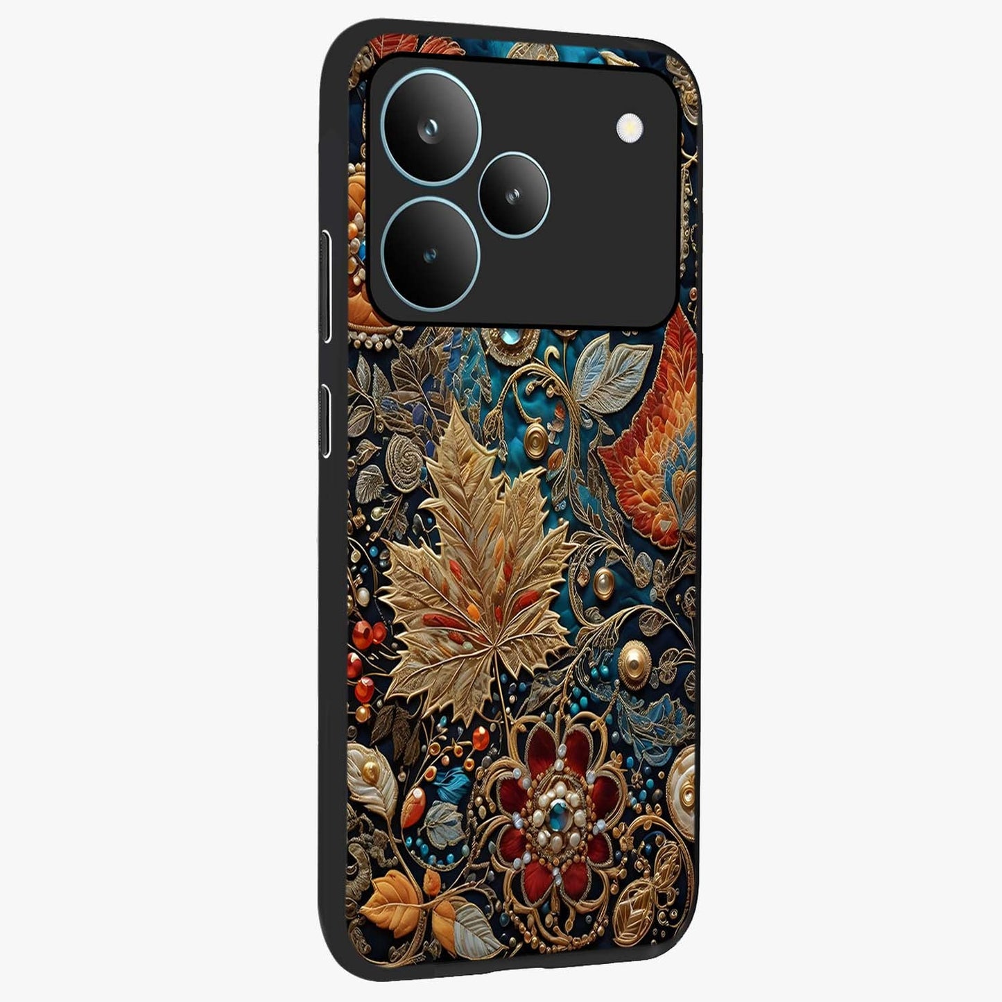 Royal Jewel Garden Glass Case upright view showcasing rich floral artwork with luxurious garden theme.