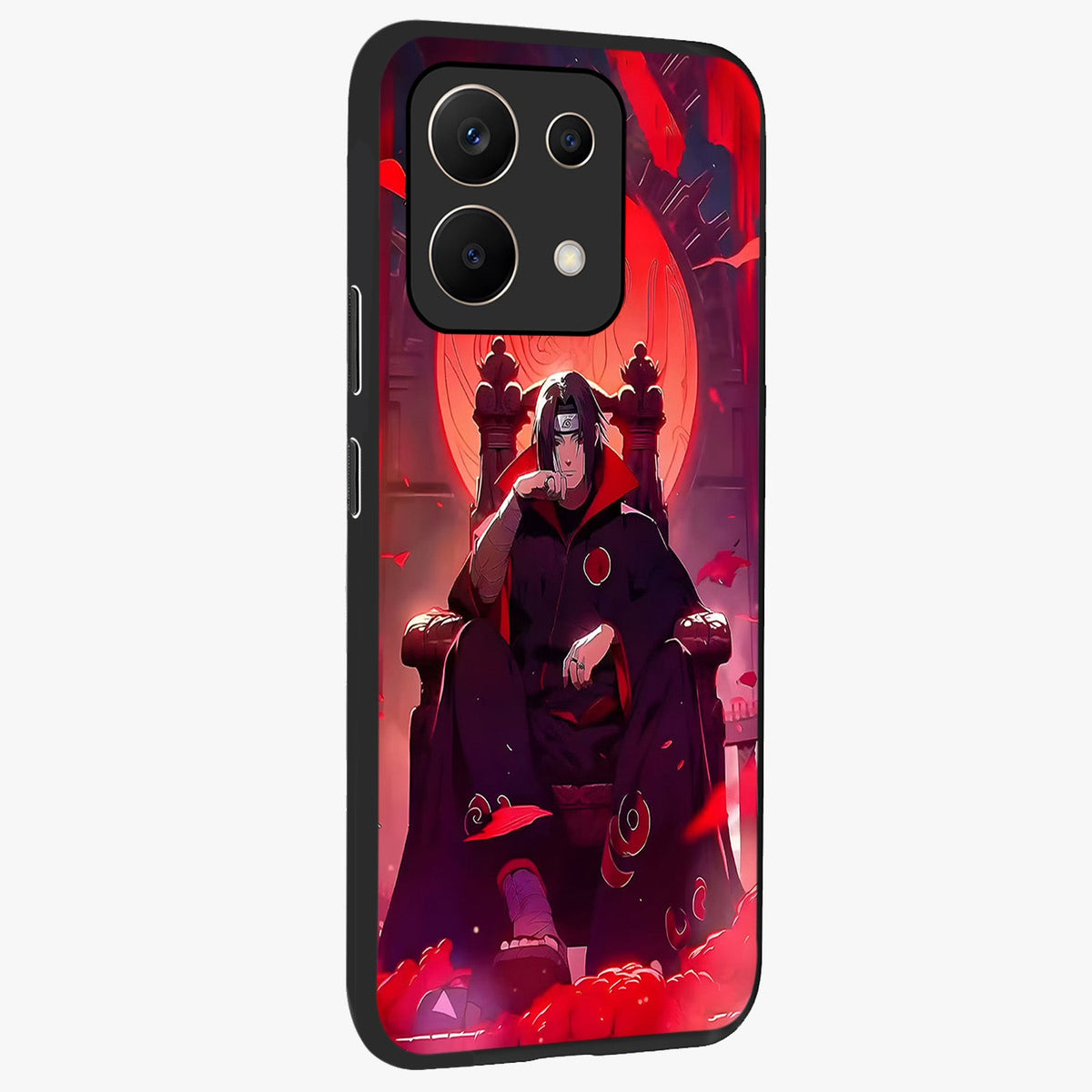 Blood Moon Sovereign Glass Case upright view showcasing powerful moon inspired artwork with cosmic aesthetic style.