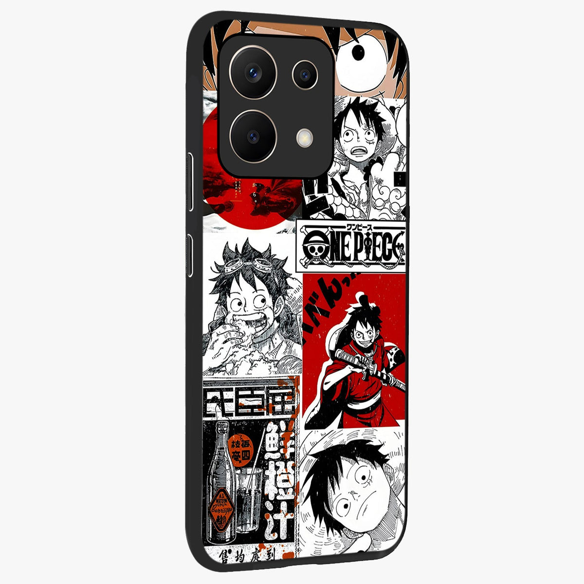Strawhat Chaos Panels Glass Case upright view showcasing energetic anime artwork with bold adventure theme.