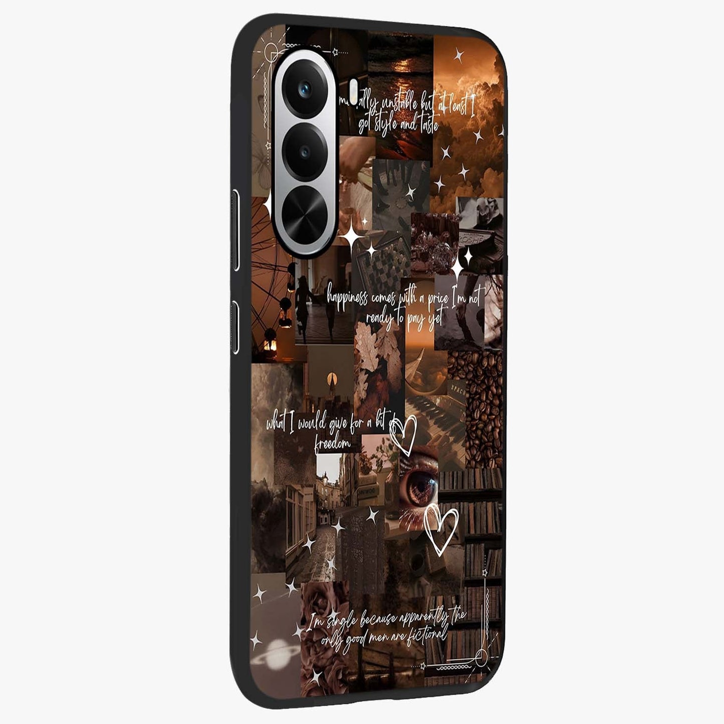 Bittersweet Aesthetic Chaos Glass Case upright view showcasing bold artistic chaos design with modern aesthetic style.