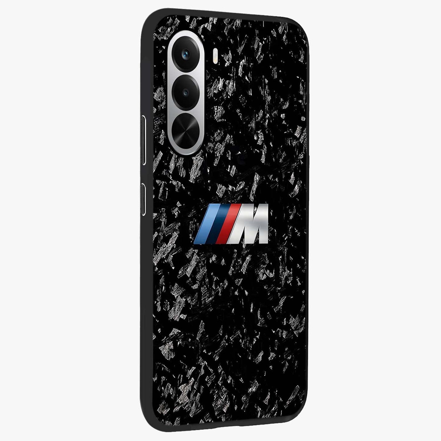 Carbon Speed Mark Glass Case upright view showcasing modern carbon speed graphic with bold automotive theme.