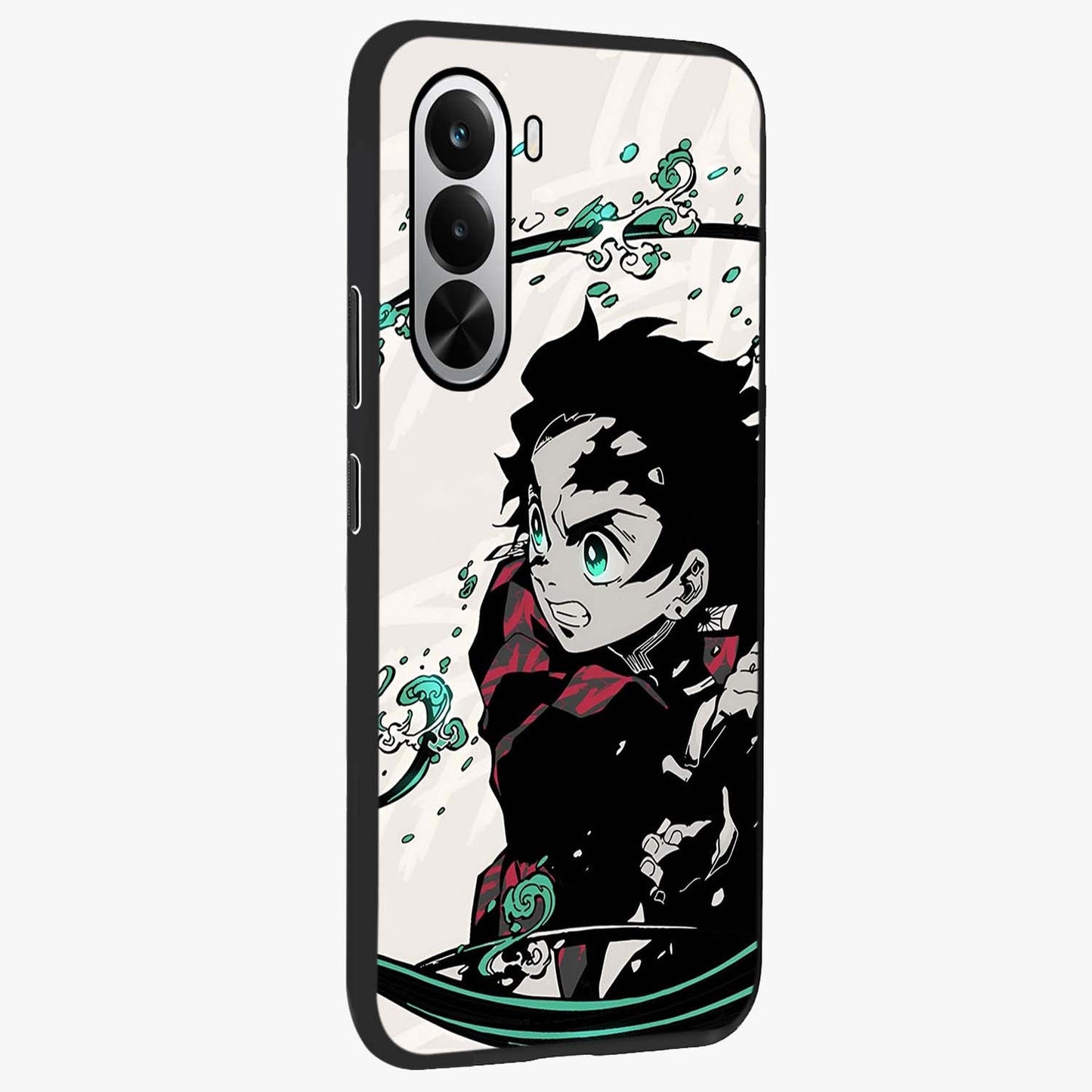 Demon Slayer Glass Case upright view showcasing powerful anime artwork with intense warrior theme.