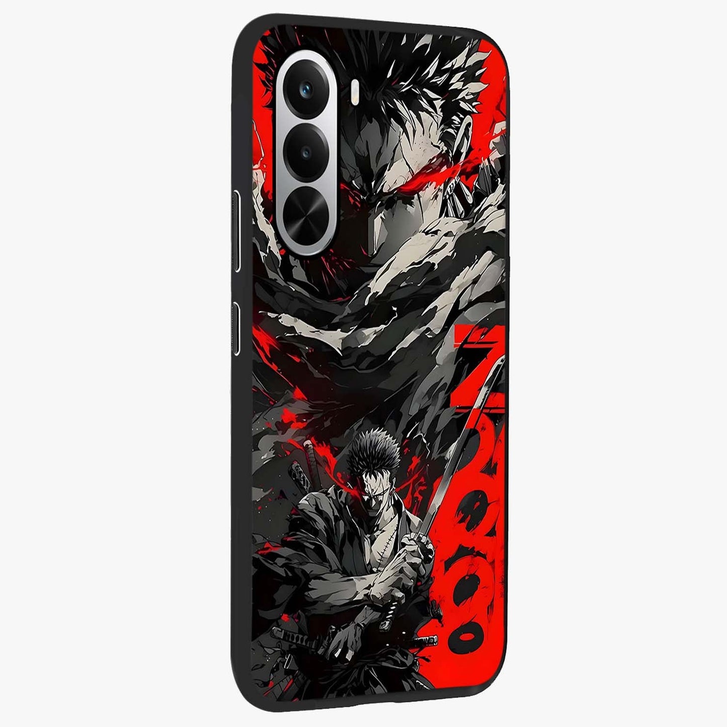 Demon Sword Resolve Glass Case upright view showcasing dramatic warrior artwork with intense battle theme.