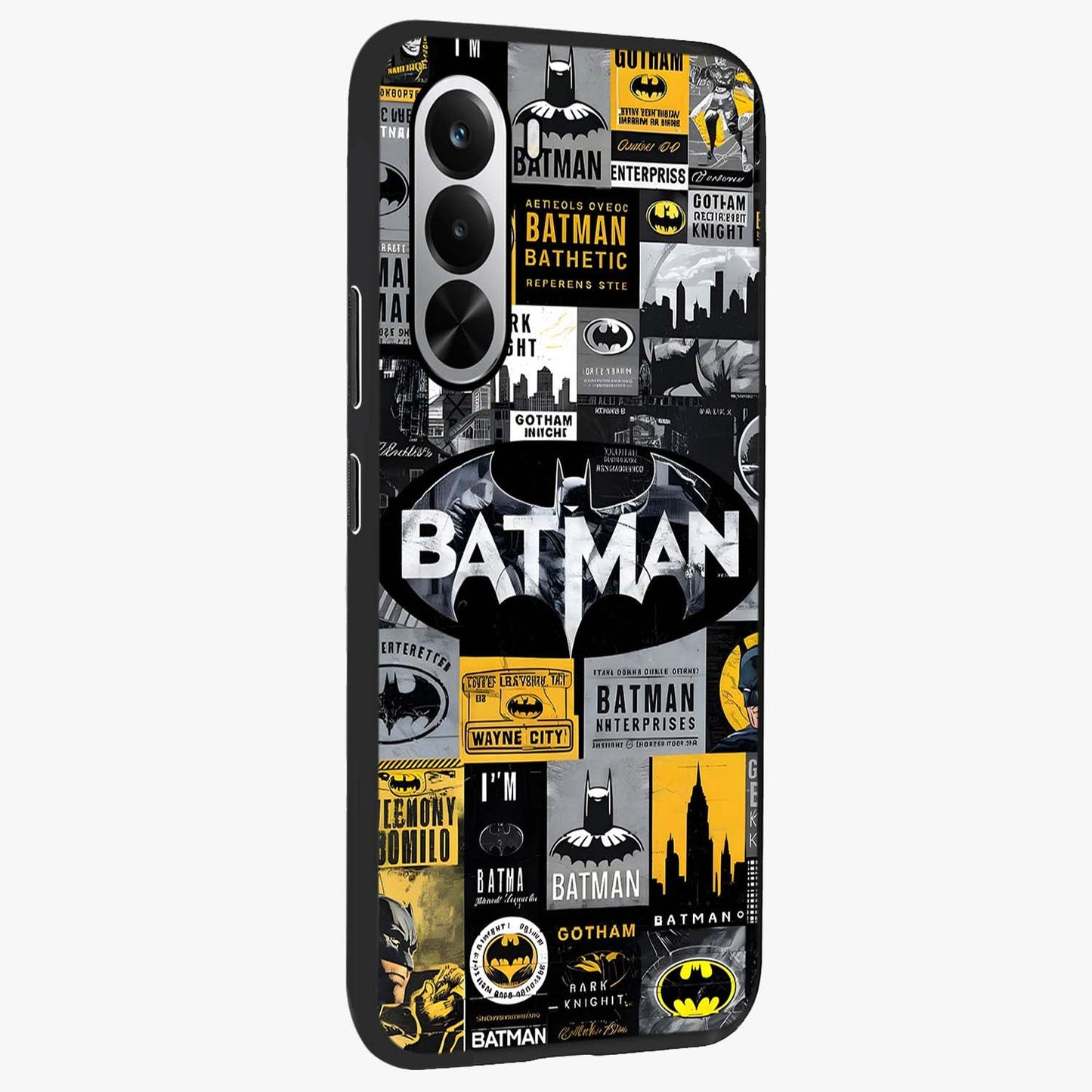 Knight Gotham Rise Glass Case upright view showcasing bold vigilante themed artwork with gothic city vibe.