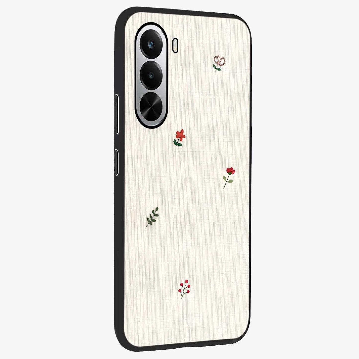 Minimalistic Blue With White Flower Pattern Glass Case upright view showcasing clean white flower artwork with calming blue theme.