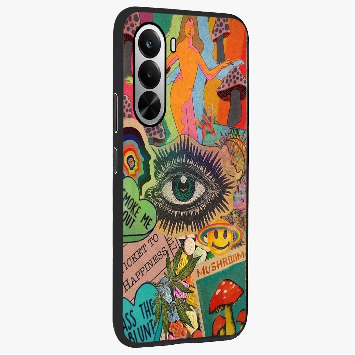 Mystic Eye Wonderland Glass Case upright view showcasing symbolic eye artwork with mysterious fantasy theme.