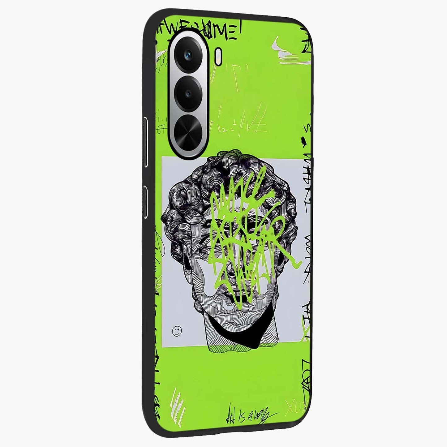 Neo Graffiti Rebellion Glass Case upright view showcasing colorful graffiti artwork with bold modern street style.