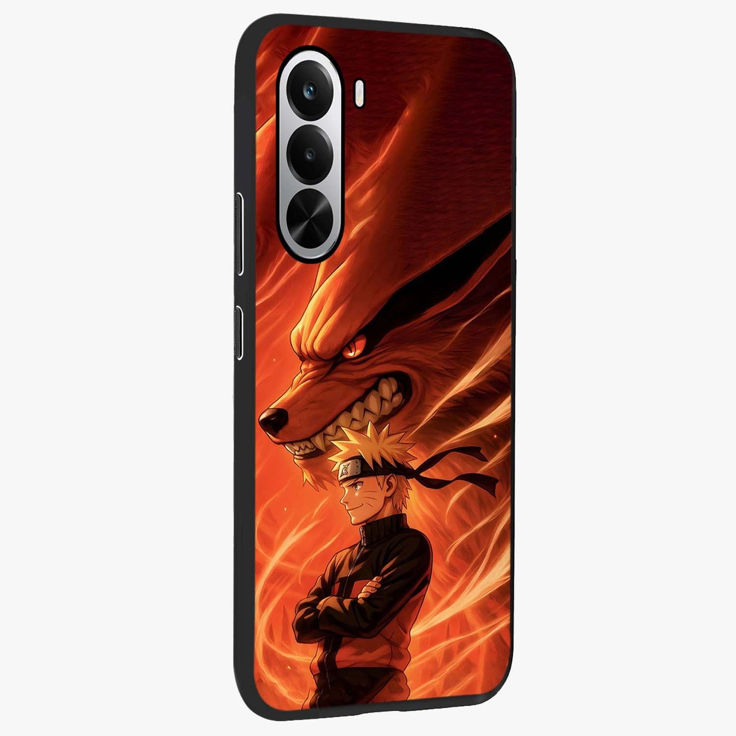 Nine Tails Legacy Glass Case upright view showcasing dramatic nine-tails artwork with intense anime themed design.