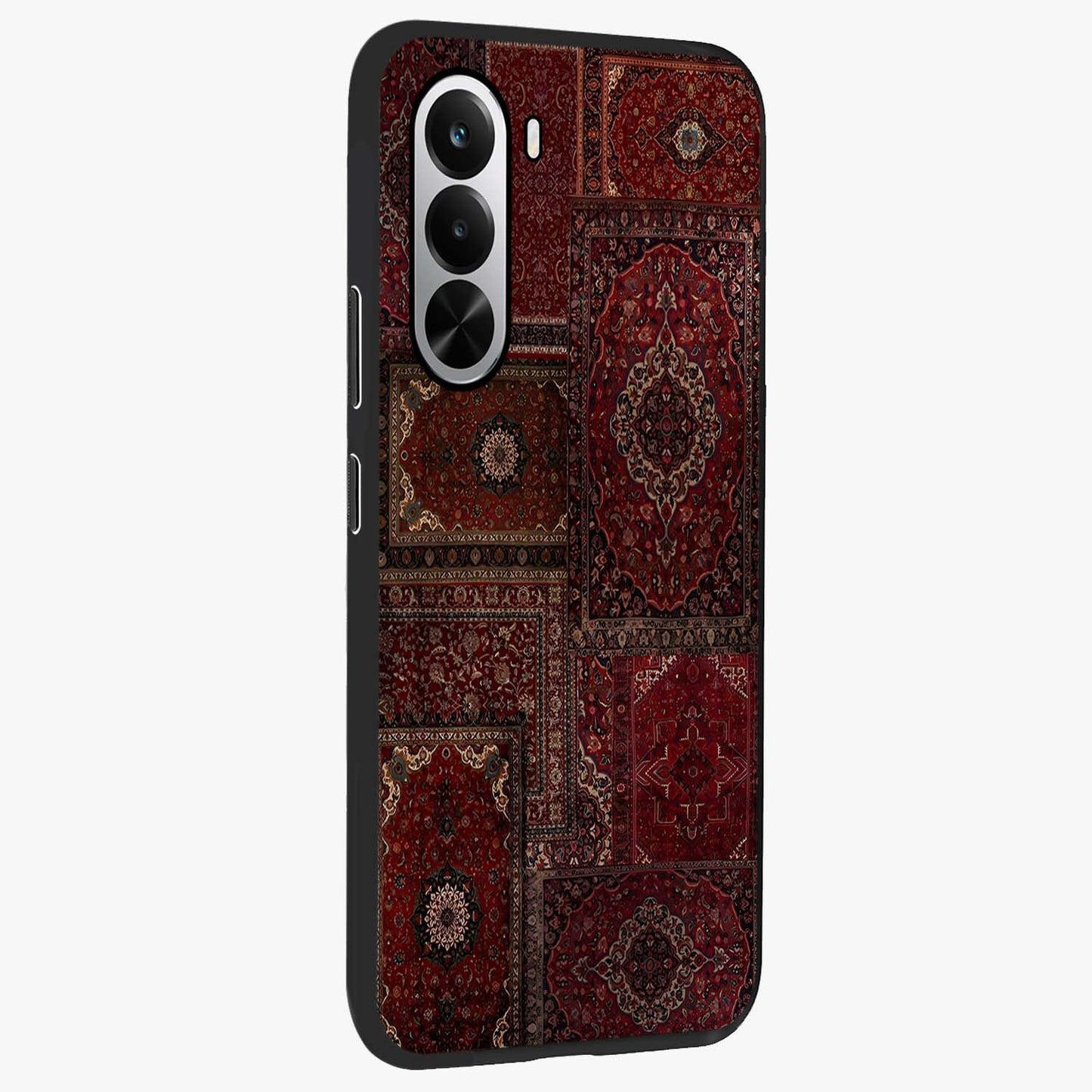 Persian Velvet Tale Glass Case upright view showcasing elegant Persian artwork with classic heritage theme.