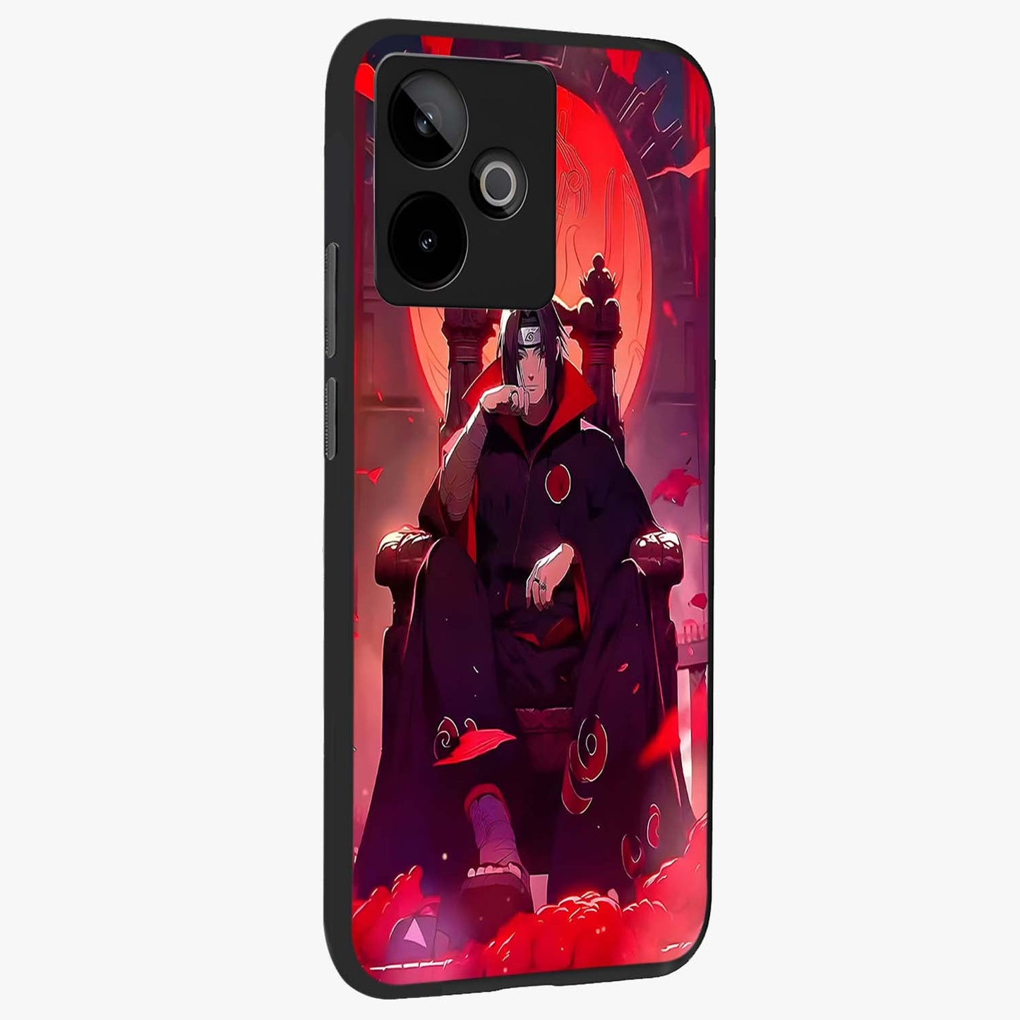 Blood Moon Sovereign Glass Case upright view showcasing powerful moon inspired artwork with cosmic aesthetic style.