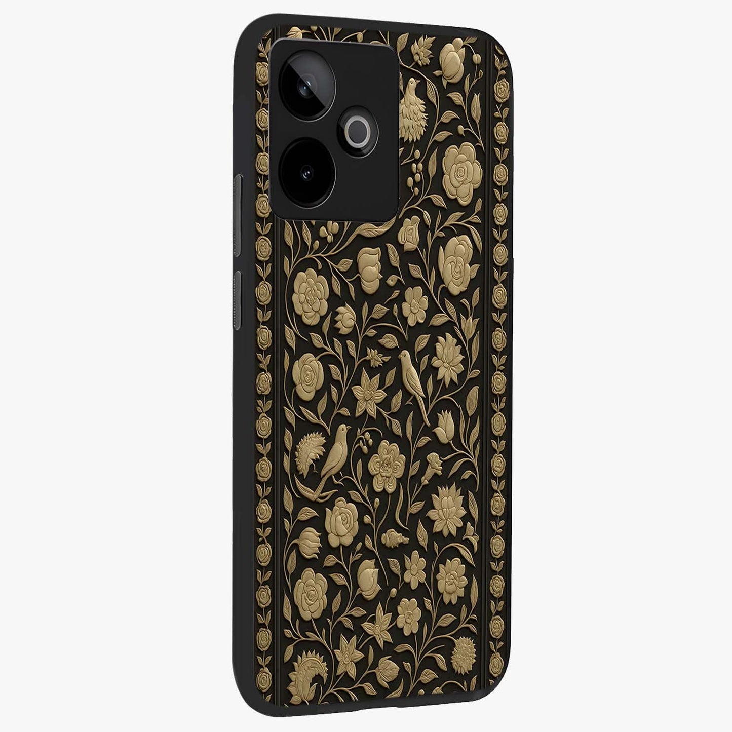 Golden Evil Eye Mandala Glass Case upright view showcasing decorative evil eye mandala artwork with spiritual aesthetic style.