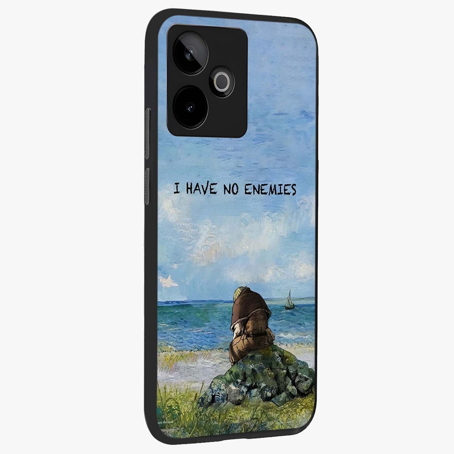 Peace Beyond War Glass Case upright view showcasing powerful peace symbol artwork with inspirational theme.