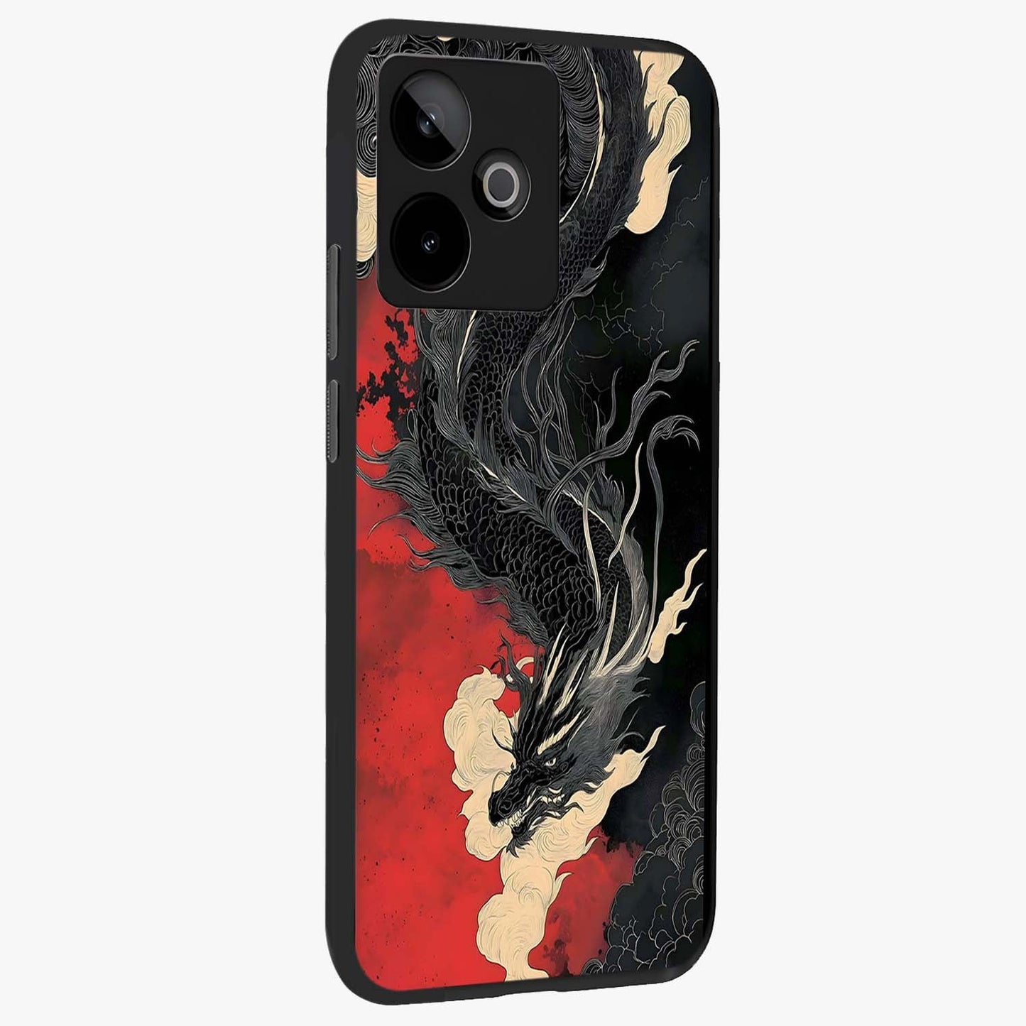 Shadow Dragon Fury Glass Case upright view showcasing intense dragon artwork with dramatic shadow theme.