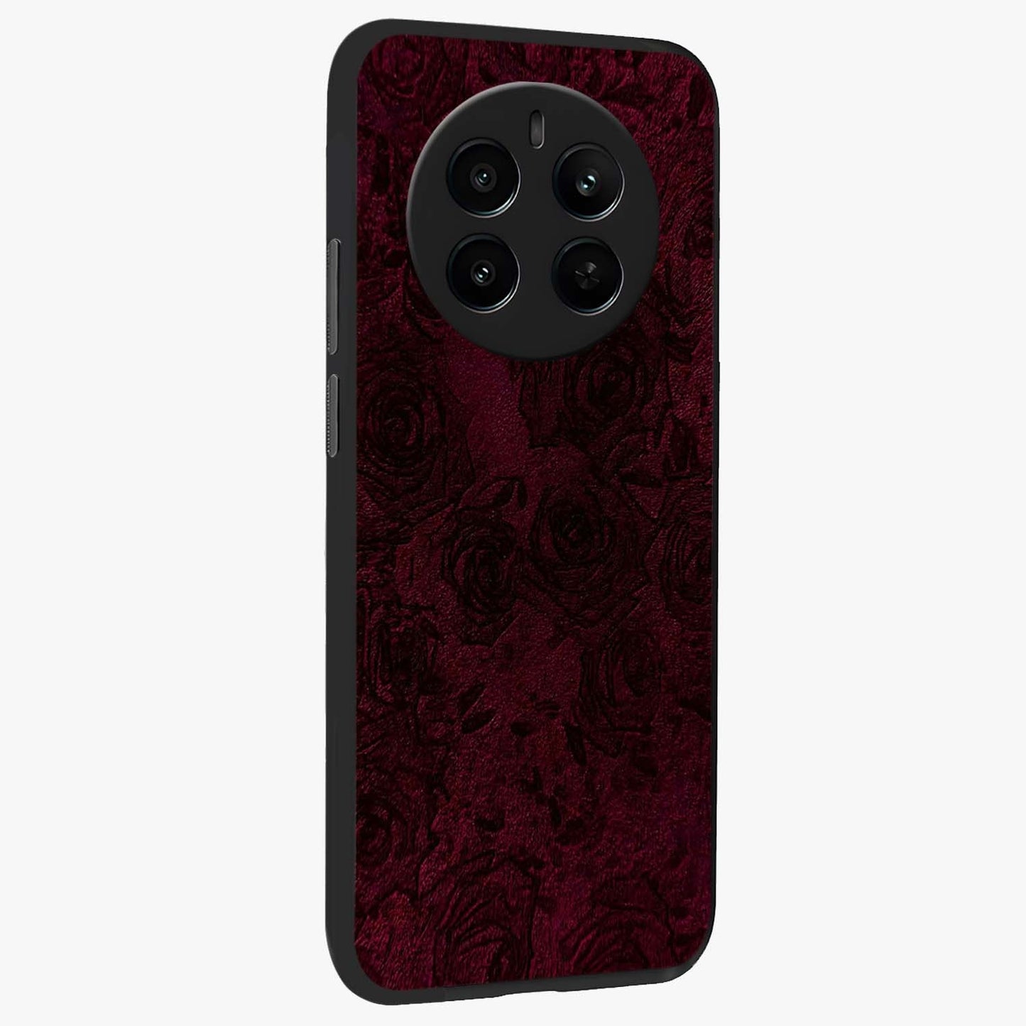 Crimson Fade Flow Glass Case upright view showcasing dynamic crimson flow artwork with stylish abstract theme.