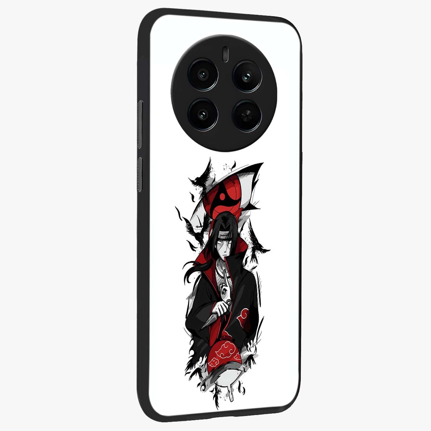 Itachi Limited Edition Naruto Anime Glass Case upright view showcasing intense anime artwork with powerful character theme.