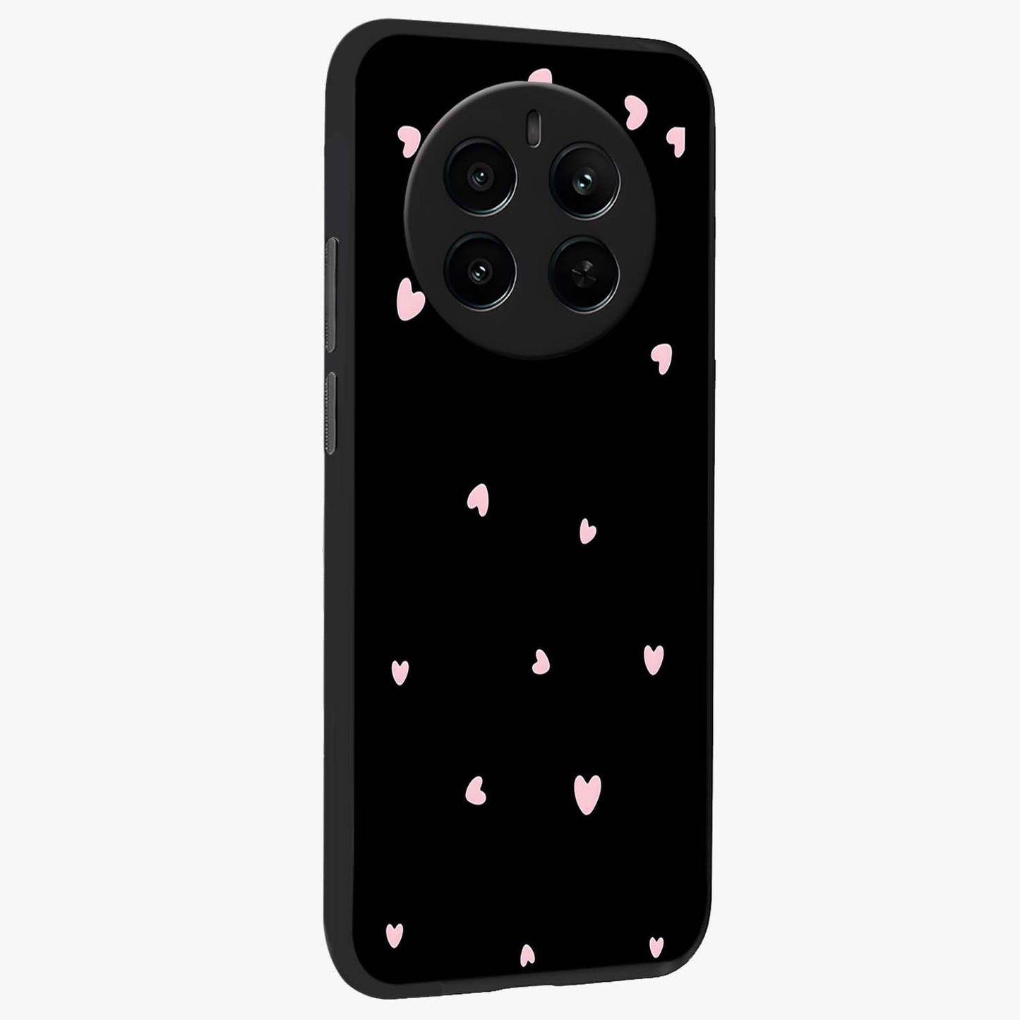 Pink Love Drops Glass Case upright view showcasing charming heart drop artwork with romantic playful theme.