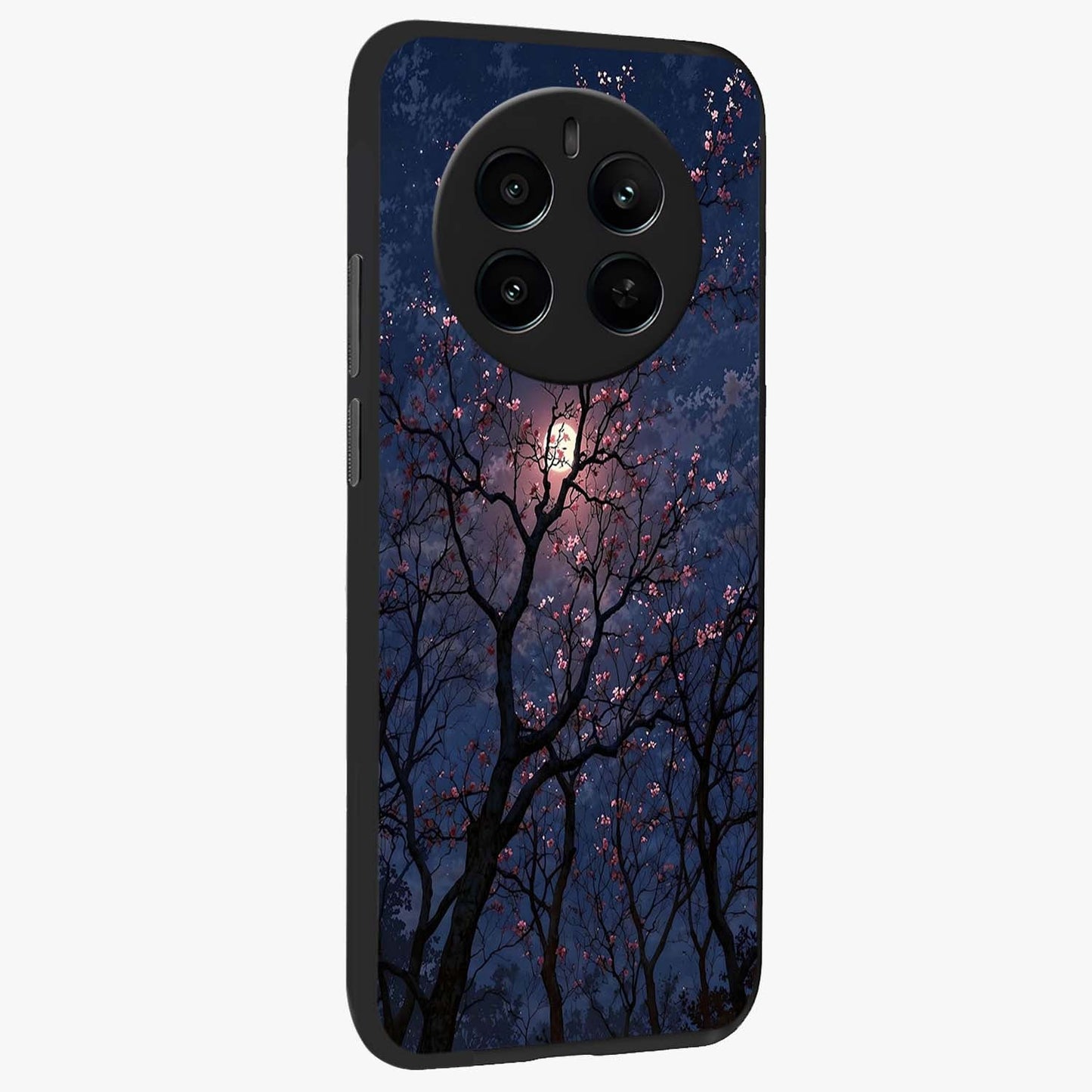 Twilight Sakura Serenade Glass Case upright view showcasing beautiful cherry blossom artwork with serene evening theme.