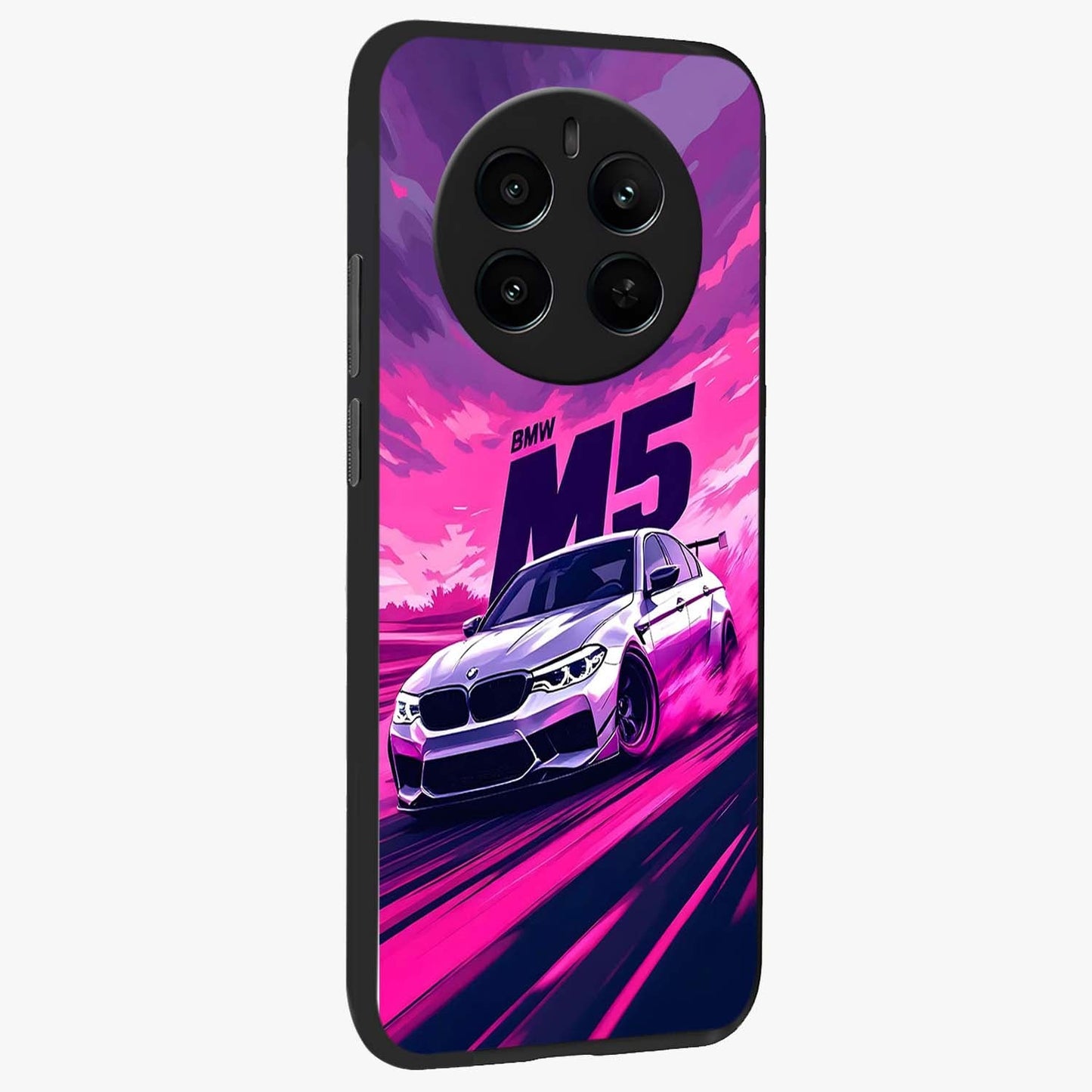 Velocity Drift Pulse Glass Case upright view showcasing powerful racing artwork with energetic motorsport theme.