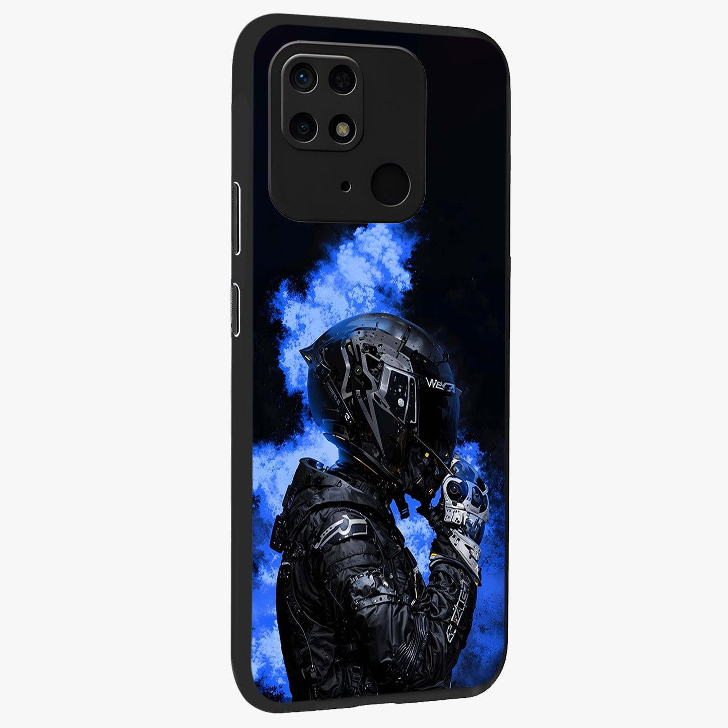 Cyber Sentinel Protocol Glass Case upright view showcasing advanced cyber sentinel artwork with futuristic tech theme.