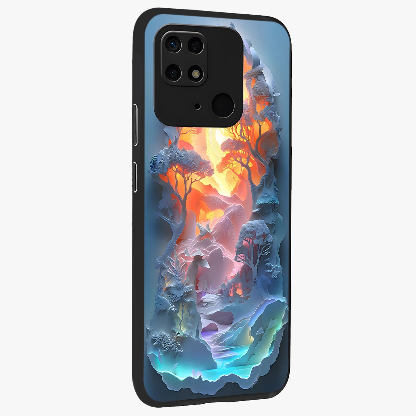 Glow Forest Portal Glass Case upright view showcasing enchanted forest portal artwork with fantasy nature theme.