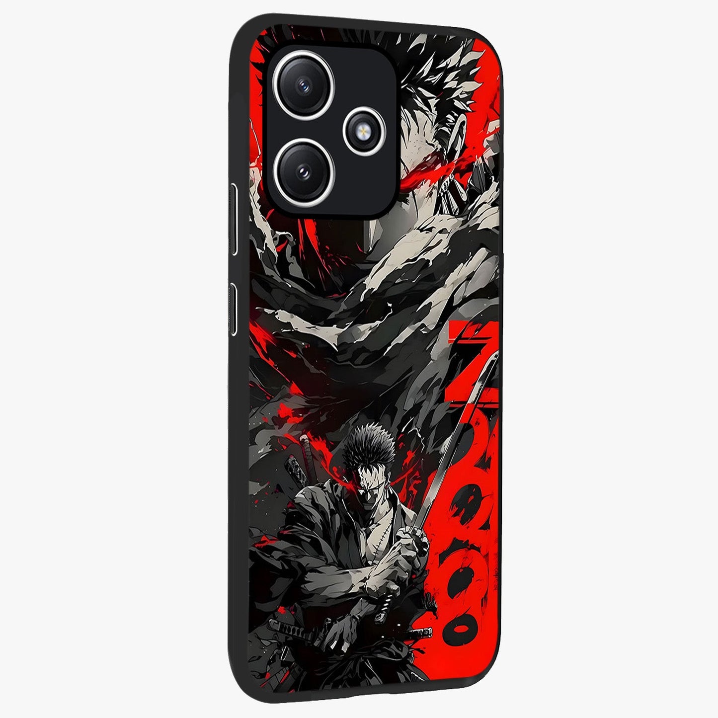 Demon Sword Resolve Glass Case upright view showcasing dramatic warrior artwork with intense battle theme.