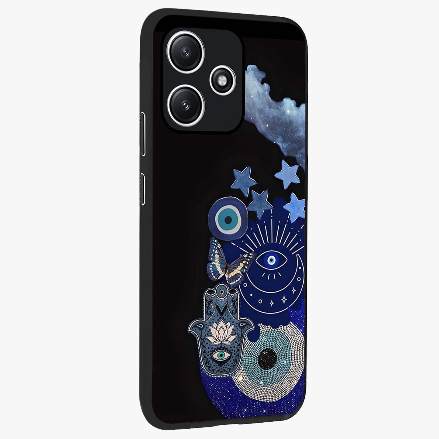 Galactic Charm Cluster Glass Case upright view showcasing glowing cosmic charm artwork with magical celestial style.