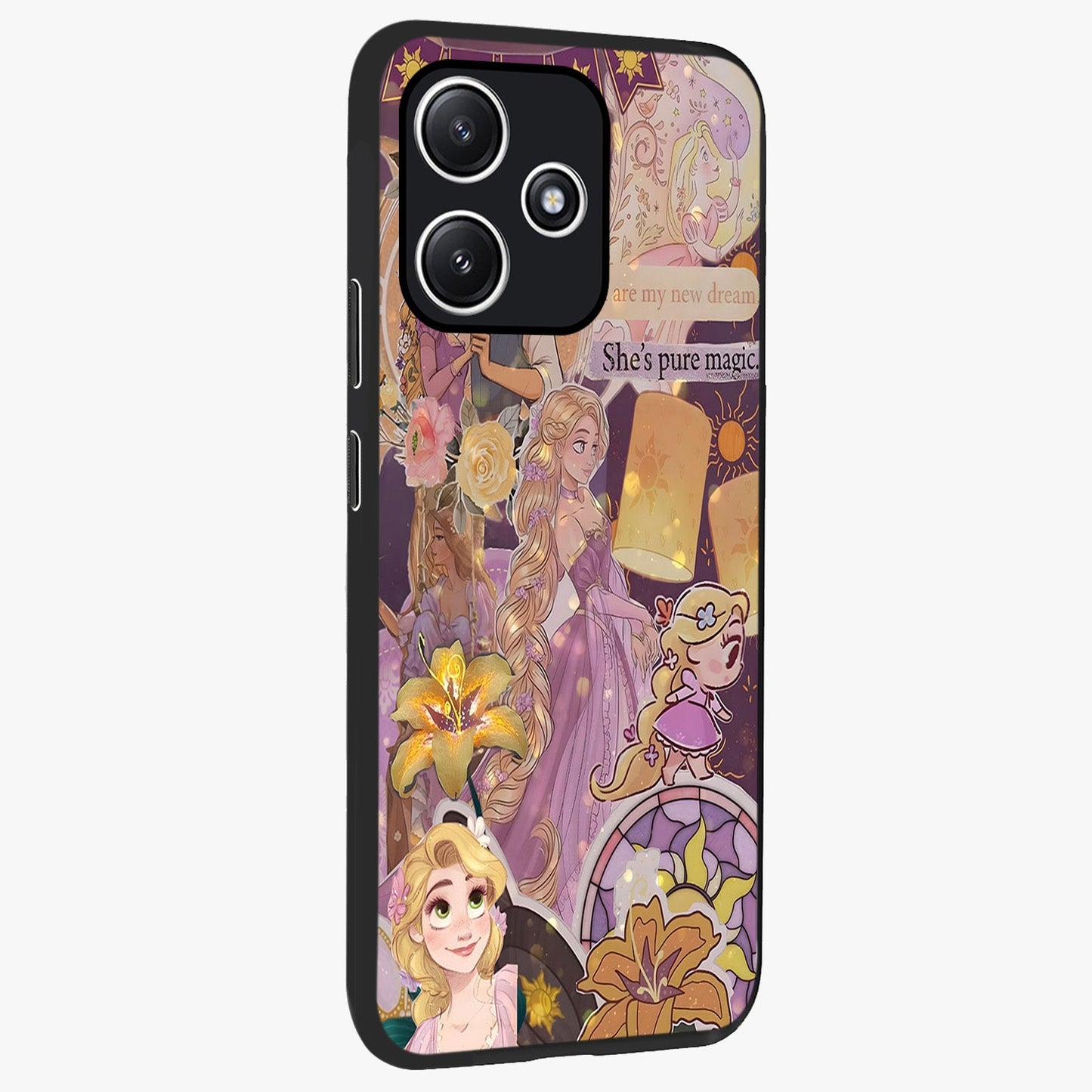 Magical Tangled Dream Glass Case upright view showcasing enchanting artistic artwork with dreamy fantasy theme.