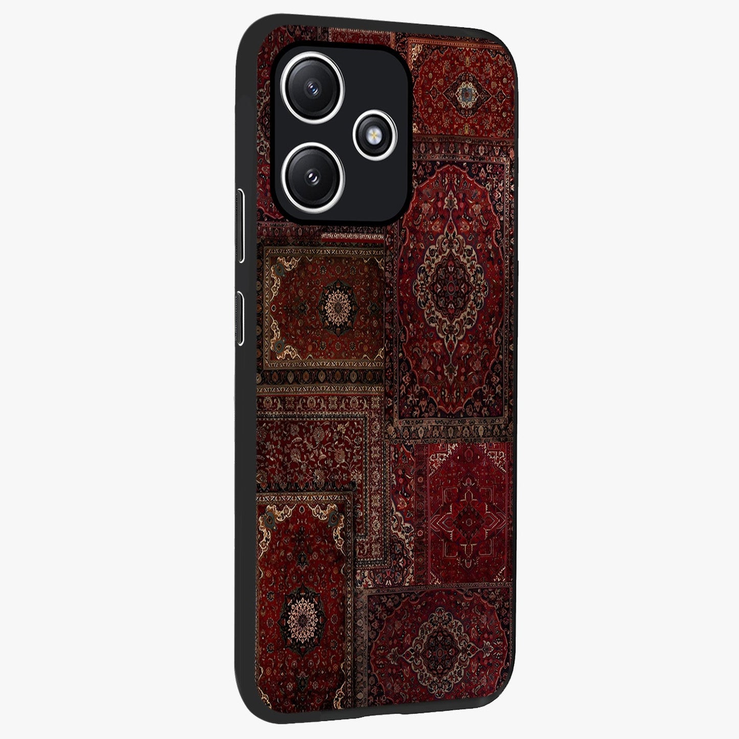 Persian Velvet Tale Glass Case upright view showcasing elegant Persian artwork with classic heritage theme.
