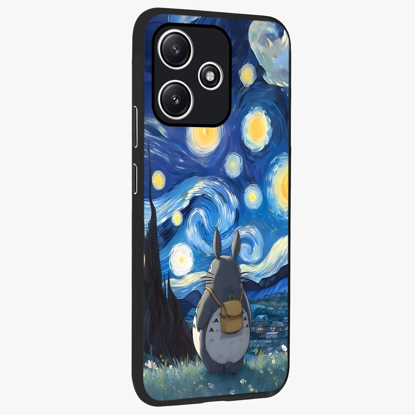 Totoro In Van Gogh Art Glass Case upright view showcasing creative character artwork with painterly artistic theme.