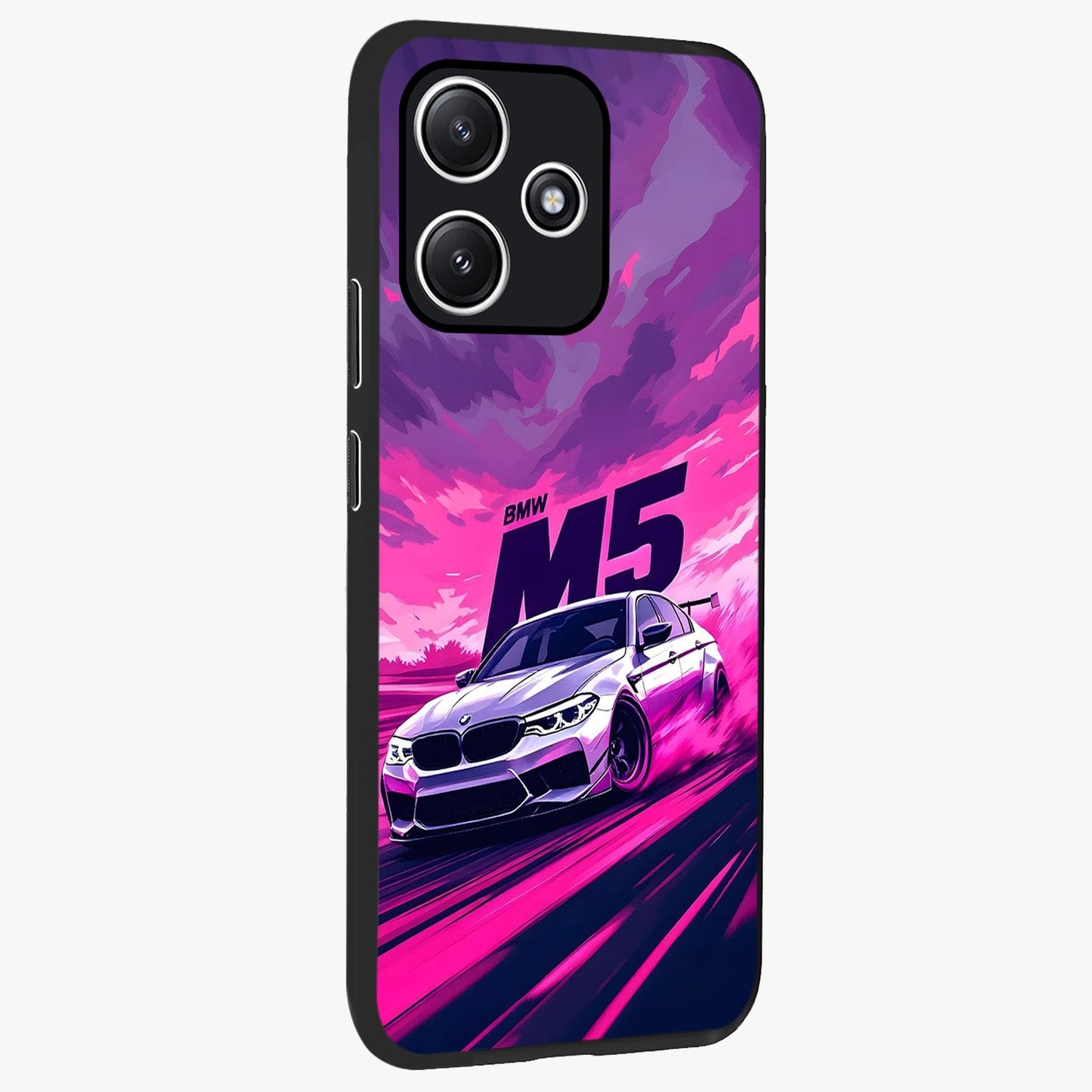 Velocity Drift Pulse Glass Case upright view showcasing powerful racing artwork with energetic motorsport theme.