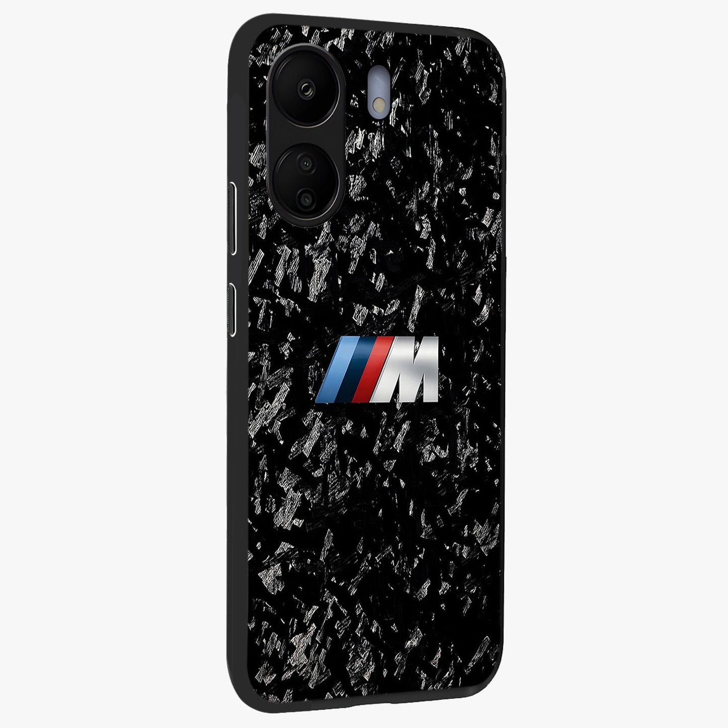 Carbon Speed Mark Glass Case upright view showcasing modern carbon speed graphic with bold automotive theme.