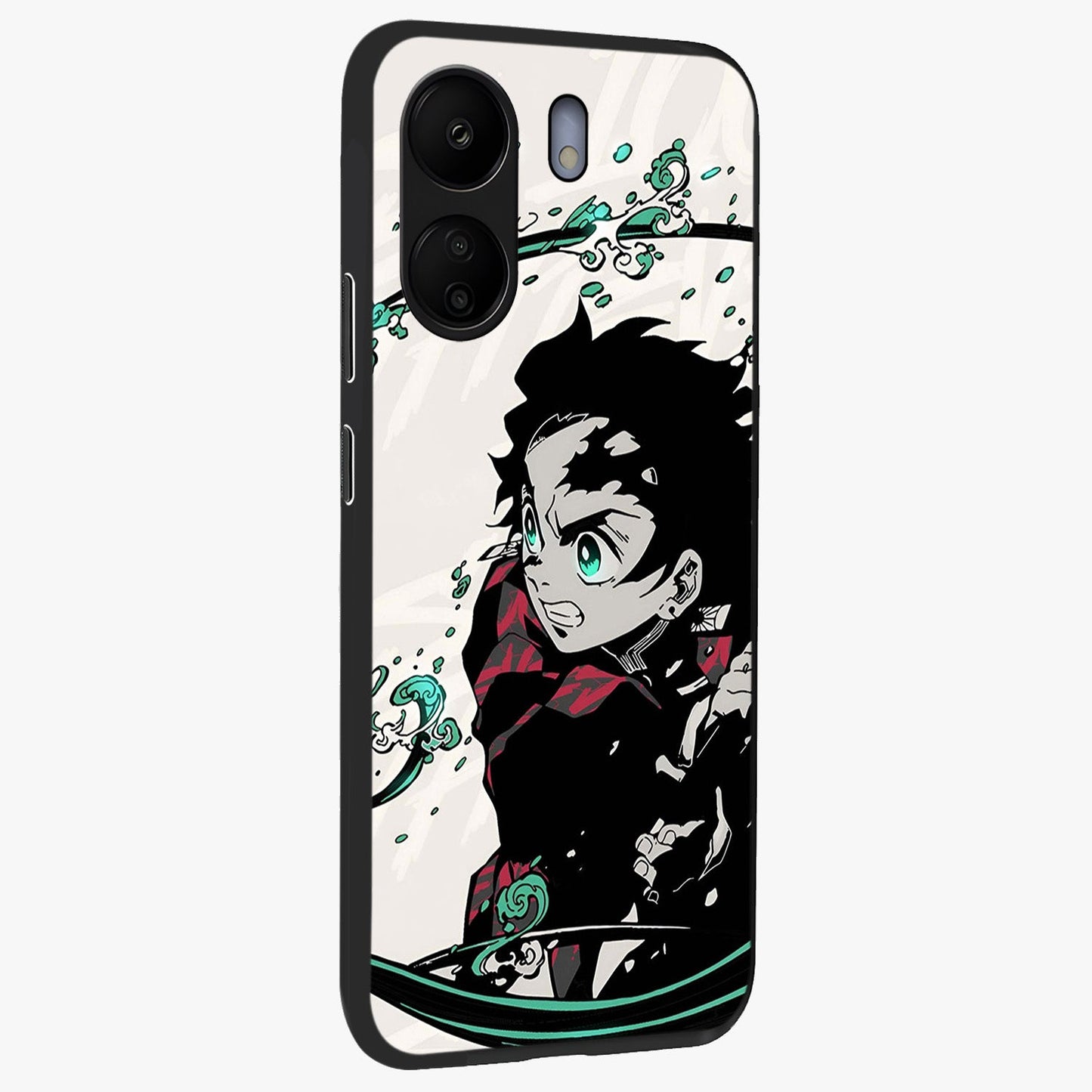 Demon Slayer Glass Case upright view showcasing powerful anime artwork with intense warrior theme.