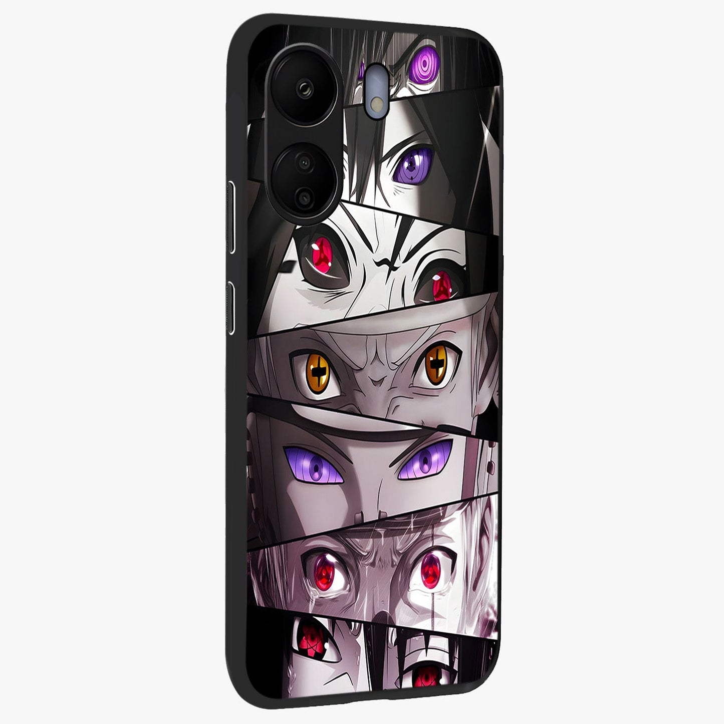 Eyes of Destiny Glass Case upright view showcasing symbolic eye artwork with dramatic artistic theme.