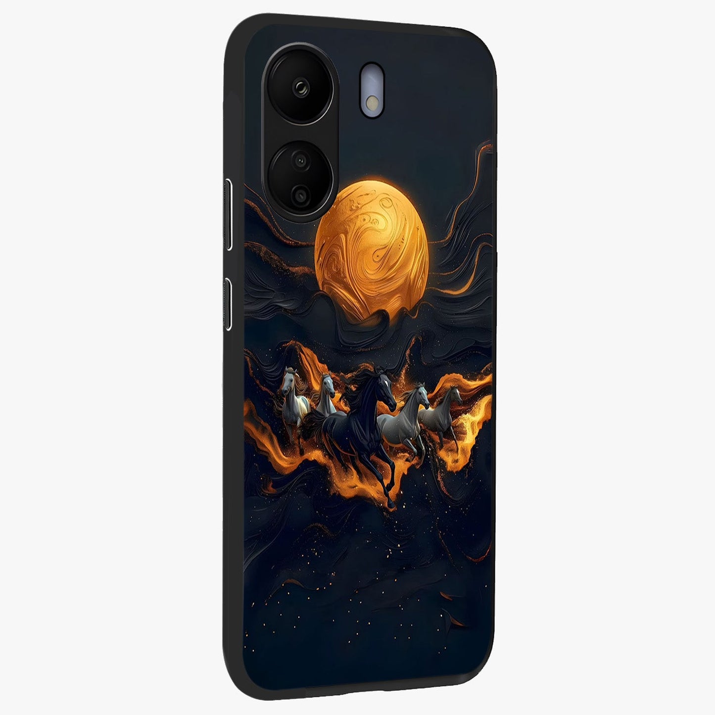 Golden Royal Heritage Glass Case upright view showcasing elegant royal artwork with classic heritage theme.