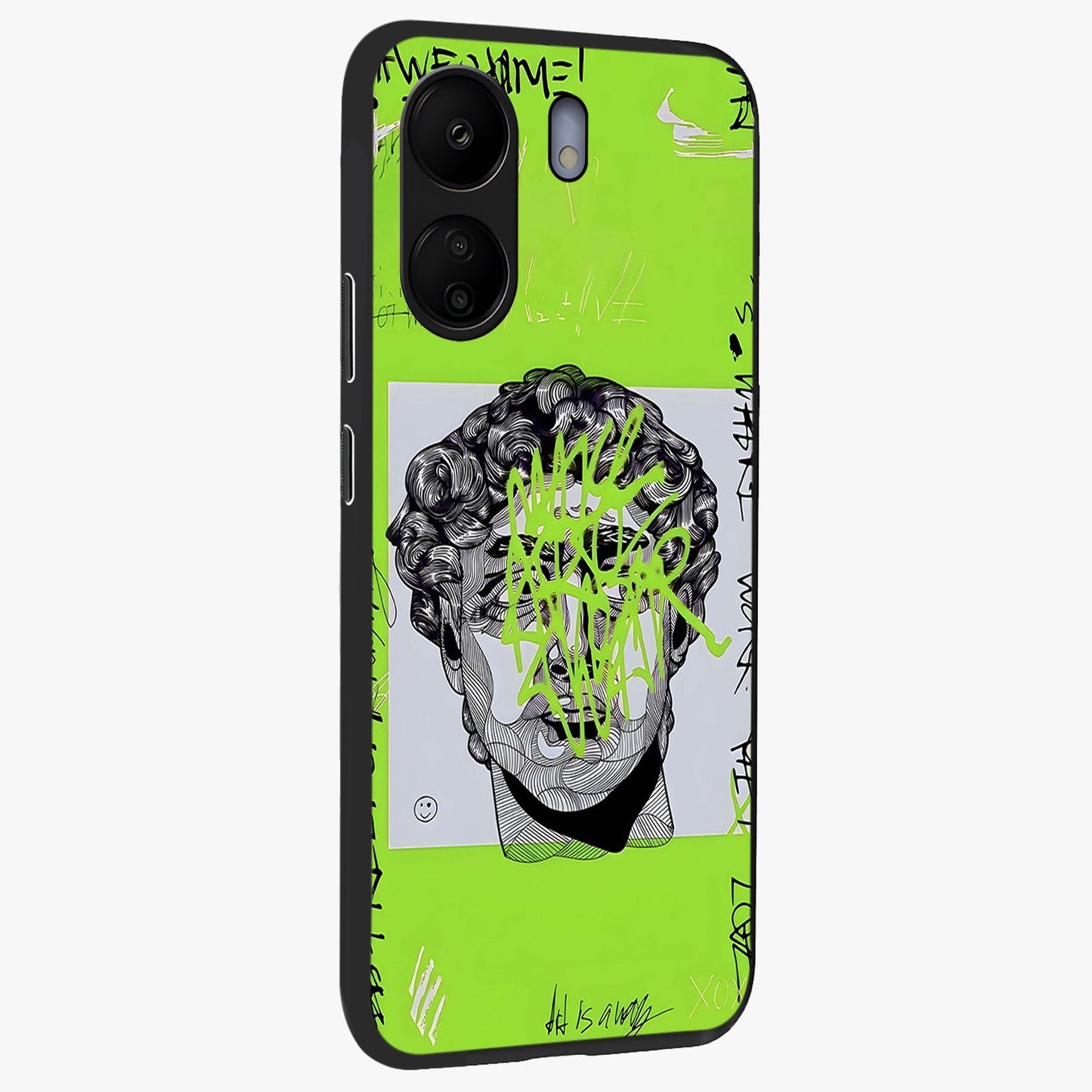 Neo Graffiti Rebellion Glass Case upright view showcasing colorful graffiti artwork with bold modern street style.