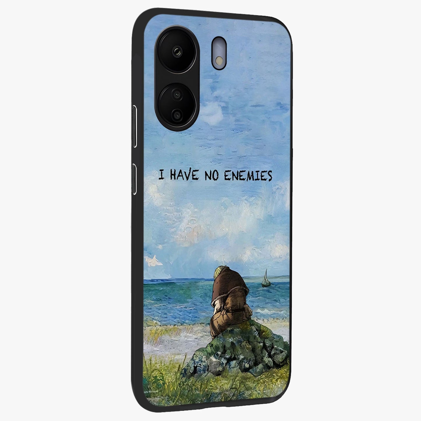Peace Beyond War Glass Case upright view showcasing powerful peace symbol artwork with inspirational theme.
