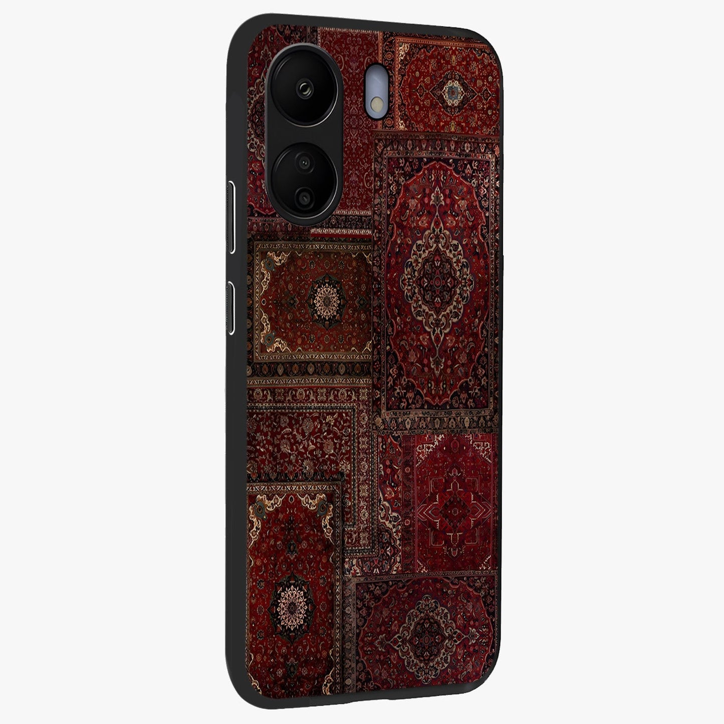 Persian Velvet Tale Glass Case upright view showcasing elegant Persian artwork with classic heritage theme.