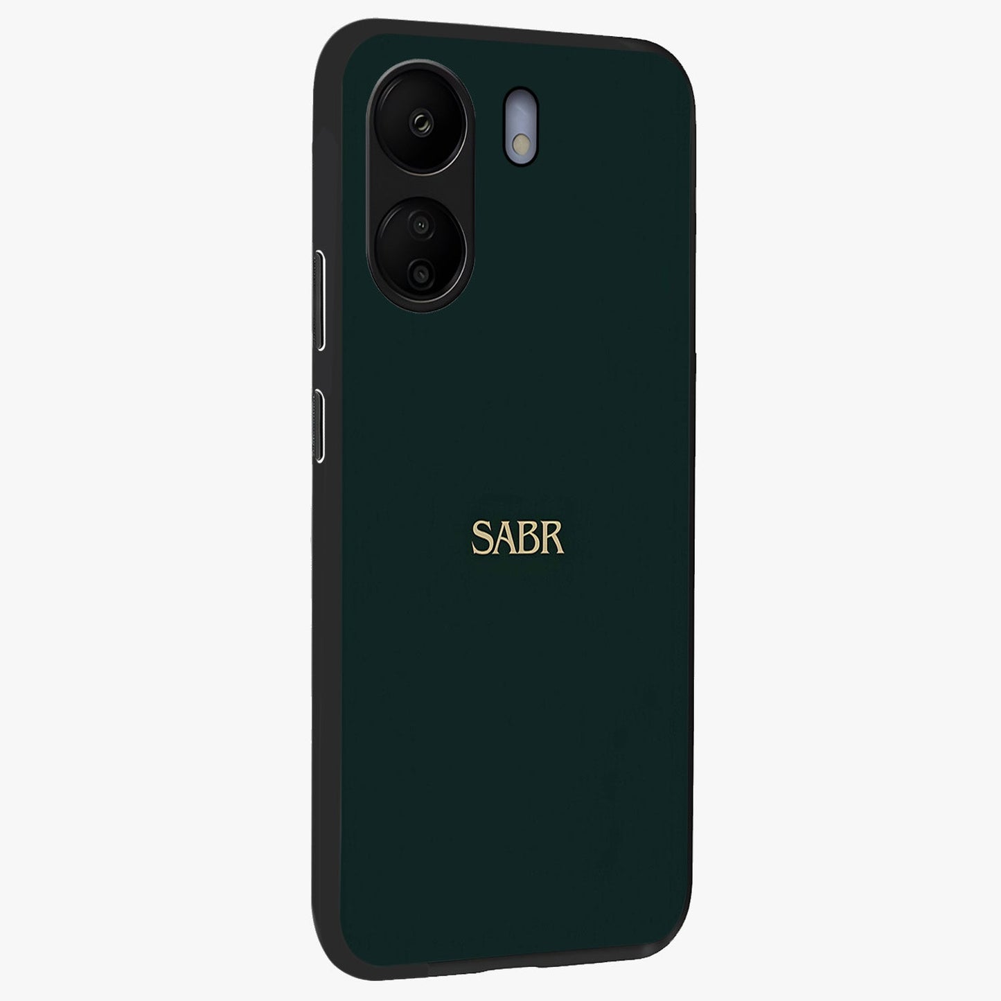 Sabr Minimal Patience Glass Case upright view showcasing calm minimalist artwork with motivational patience theme.
