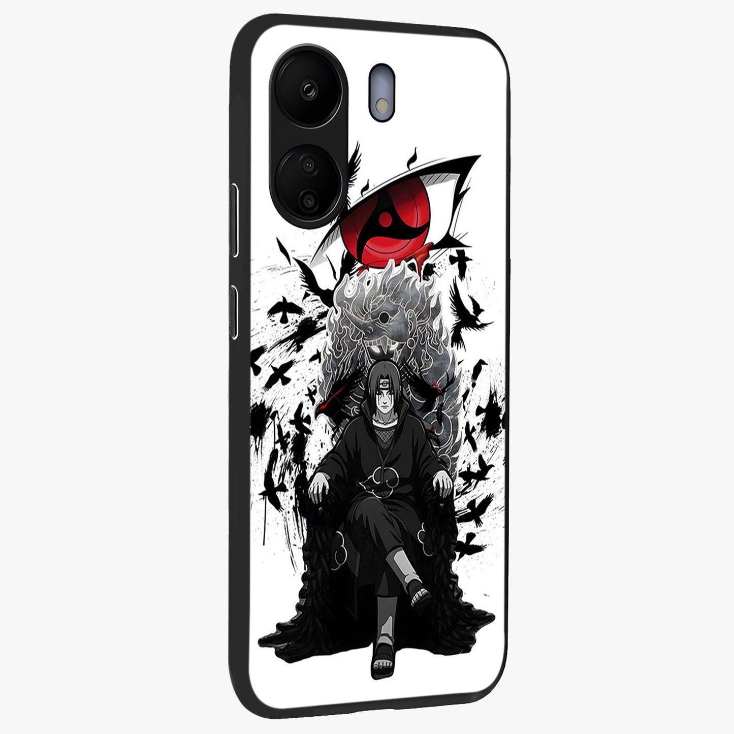 Uchiha Shadow Throne Glass Case upright view showcasing magical underwater galaxy artwork with vibrant cosmic theme.
