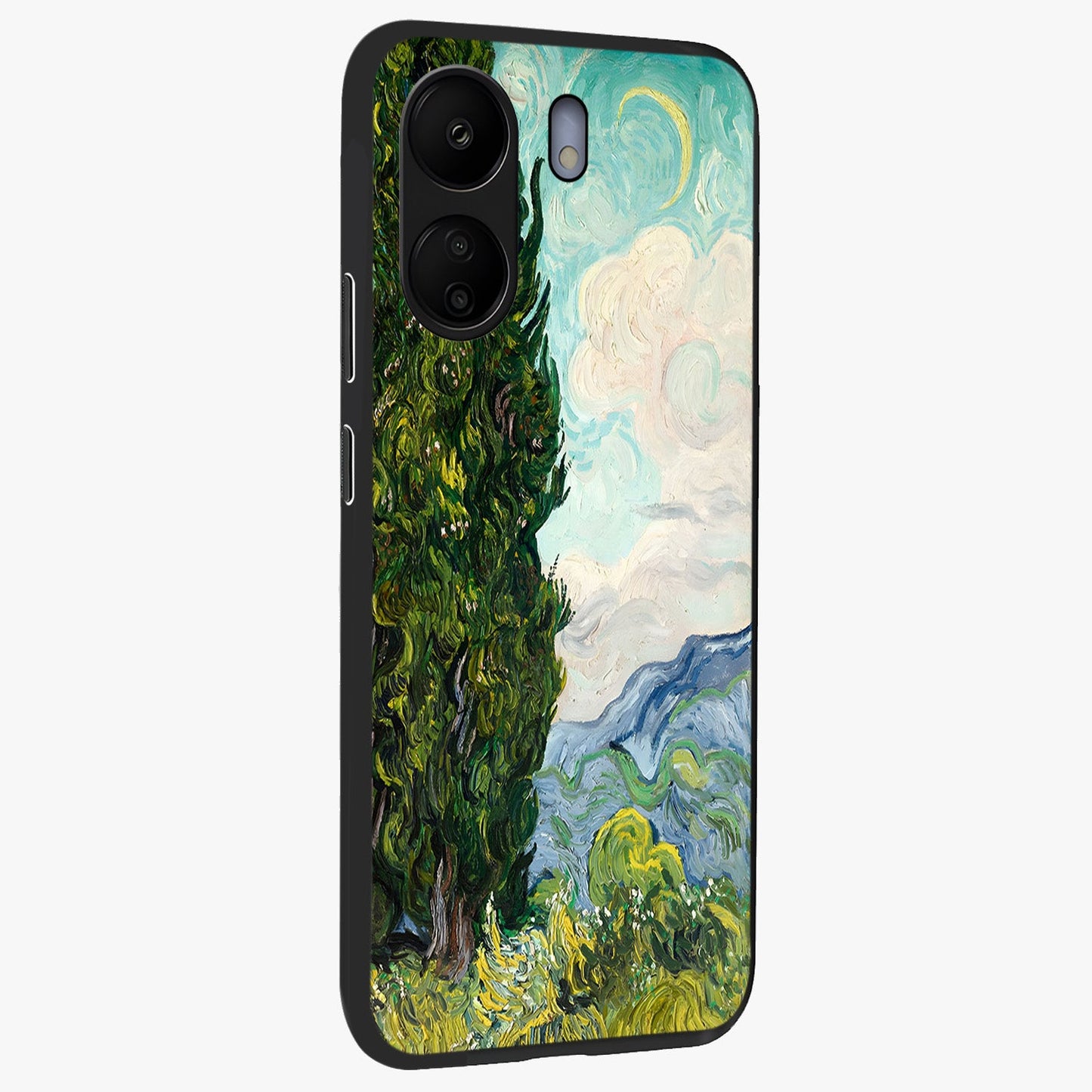 Van Gogh Vintage Art Glass Case upright view showcasing elegant vintage painting artwork with artistic heritage theme.