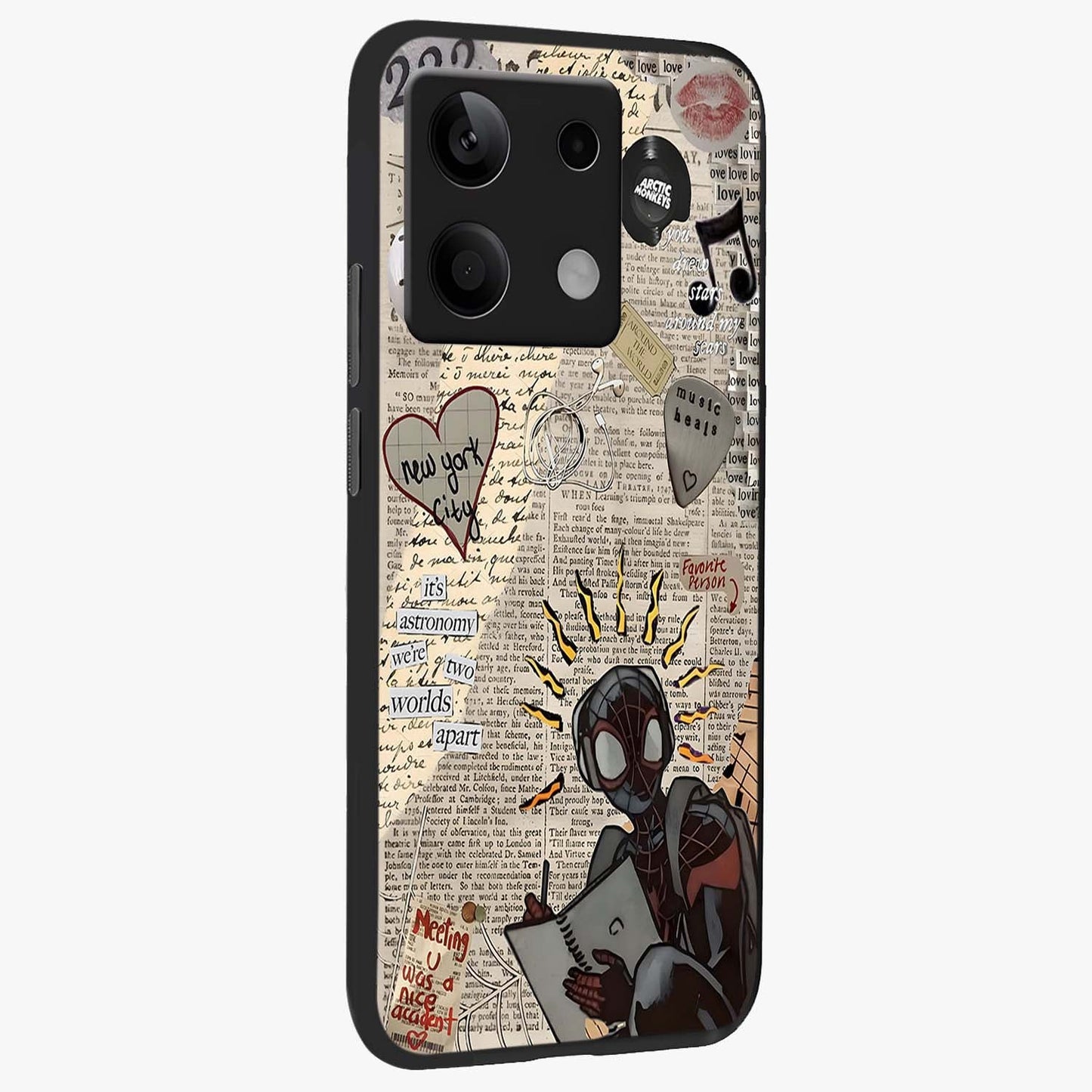 City Dream Sketch Glass Case upright view showcasing urban skyline artwork with stylish hand drawn design.