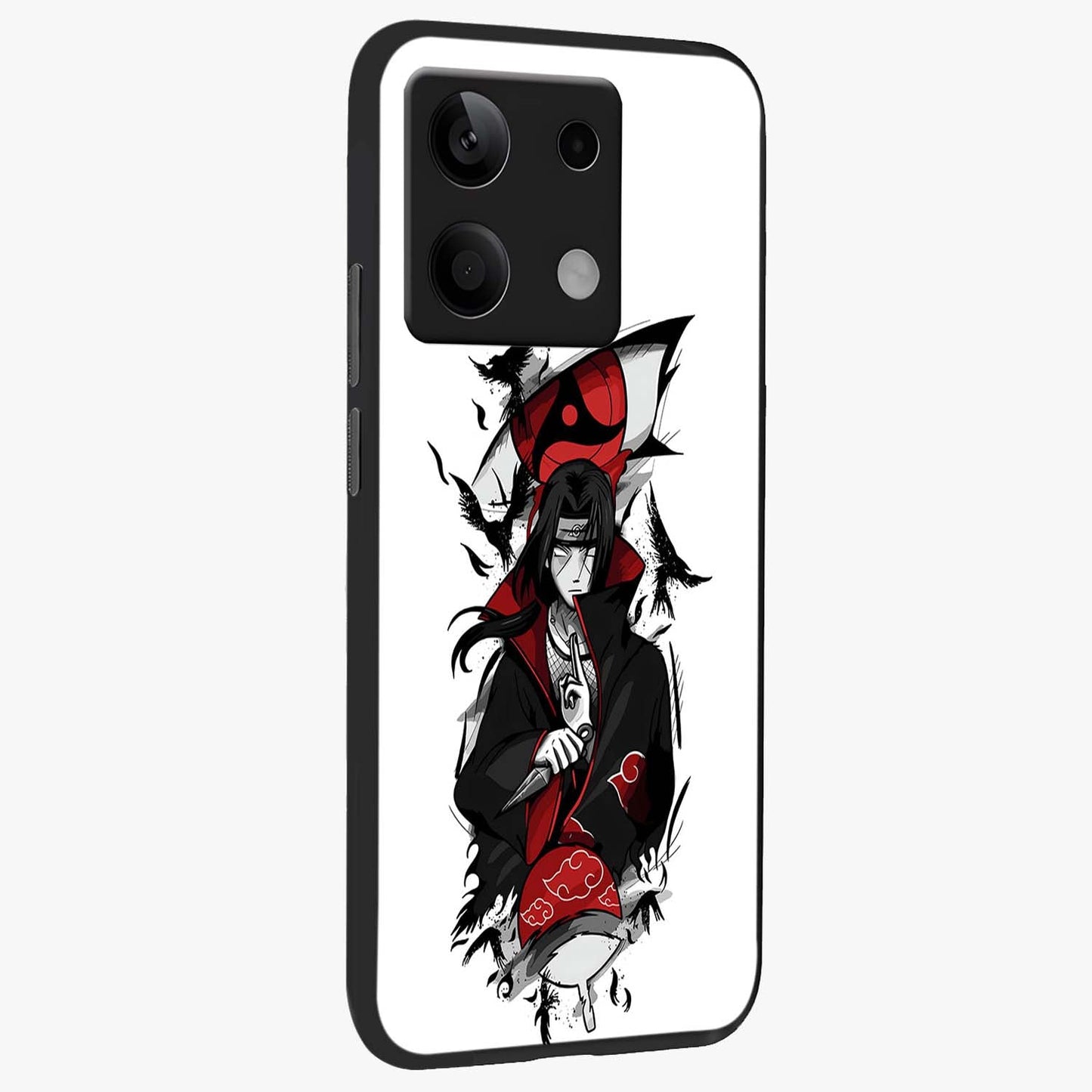 Itachi Limited Edition Naruto Anime Glass Case upright view showcasing intense anime artwork with powerful character theme.