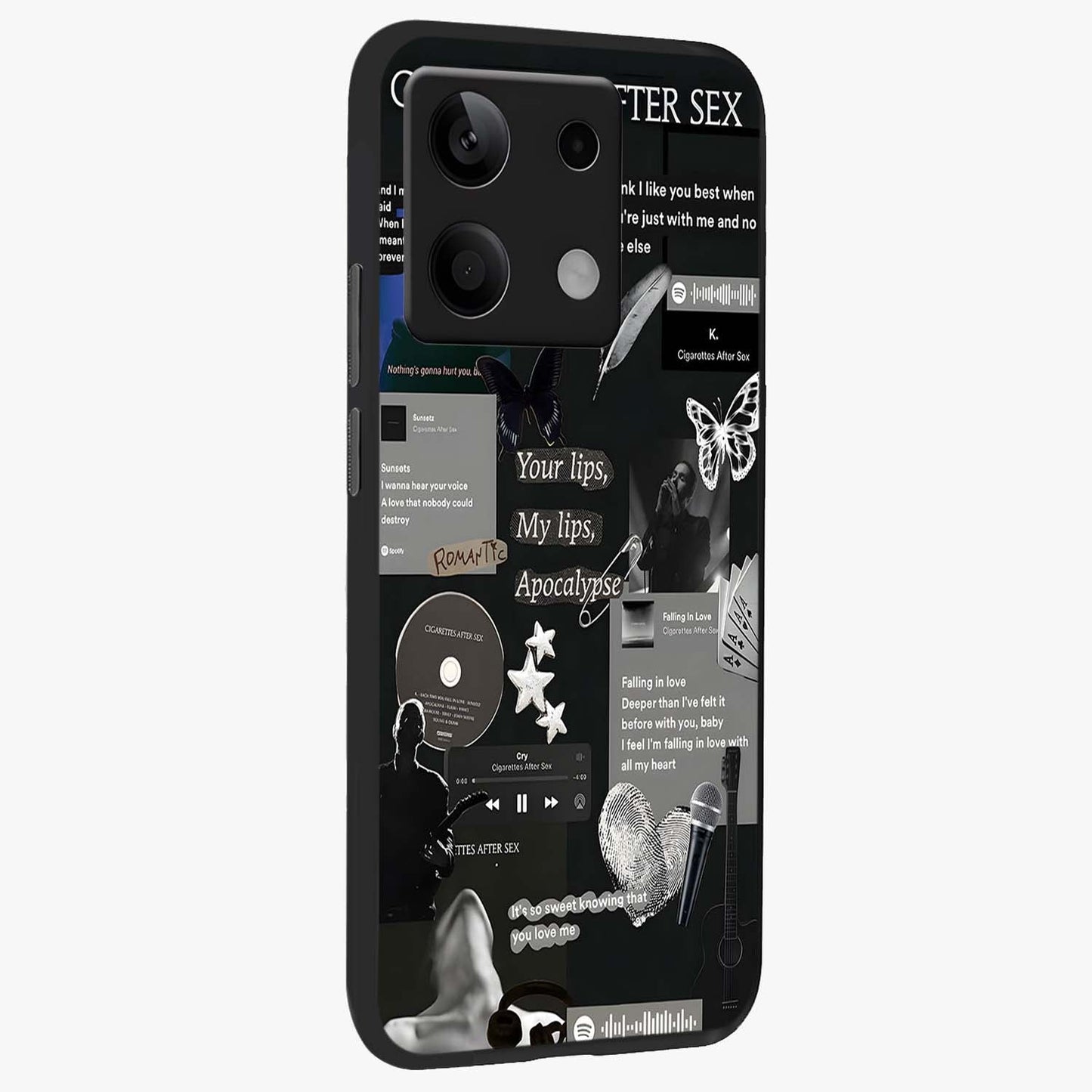 Midnight Love Echo Glass Case upright view showcasing expressive romantic artwork with dreamy midnight theme.