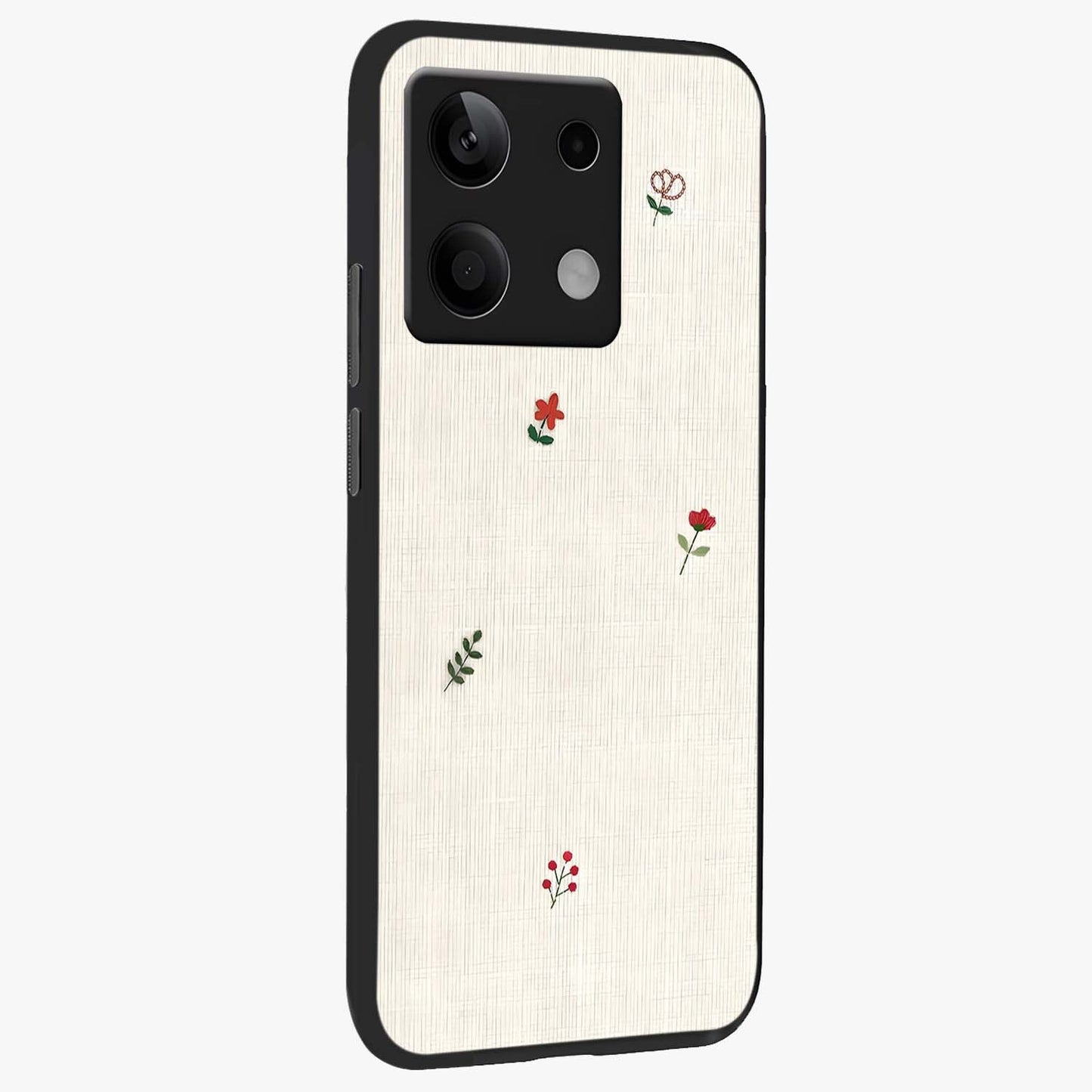 Minimalistic Blue With White Flower Pattern Glass Case upright view showcasing clean white flower artwork with calming blue theme.