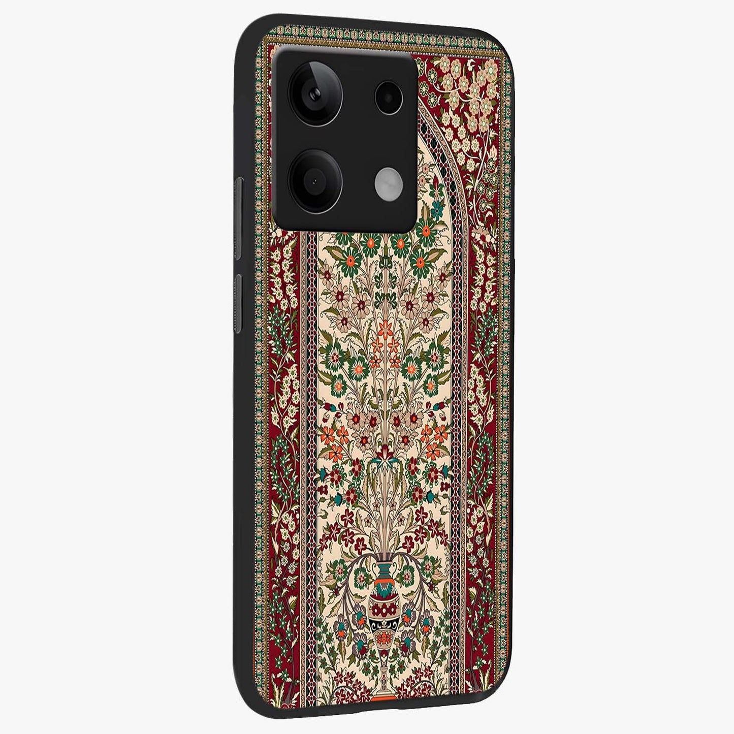 Persian Inspired Glass Case upright view showcasing decorative Persian artwork with rich heritage theme.