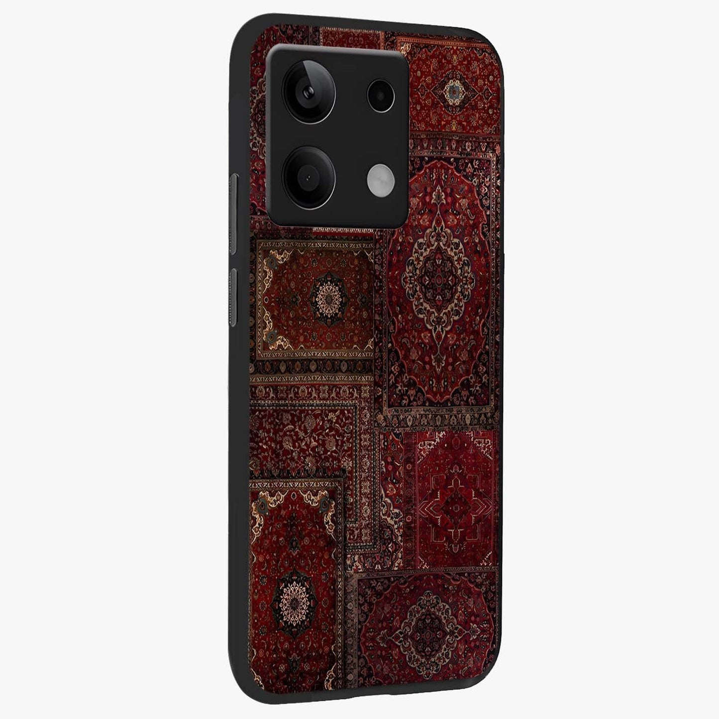 Persian Velvet Tale Glass Case upright view showcasing elegant Persian artwork with classic heritage theme.