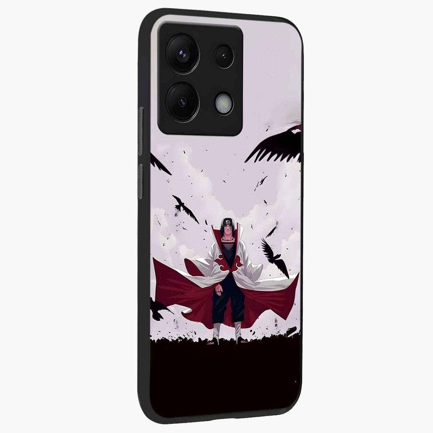 Crimson Crow Ascension Glass Case upright view showcasing dramatic crow artwork with bold gothic theme.